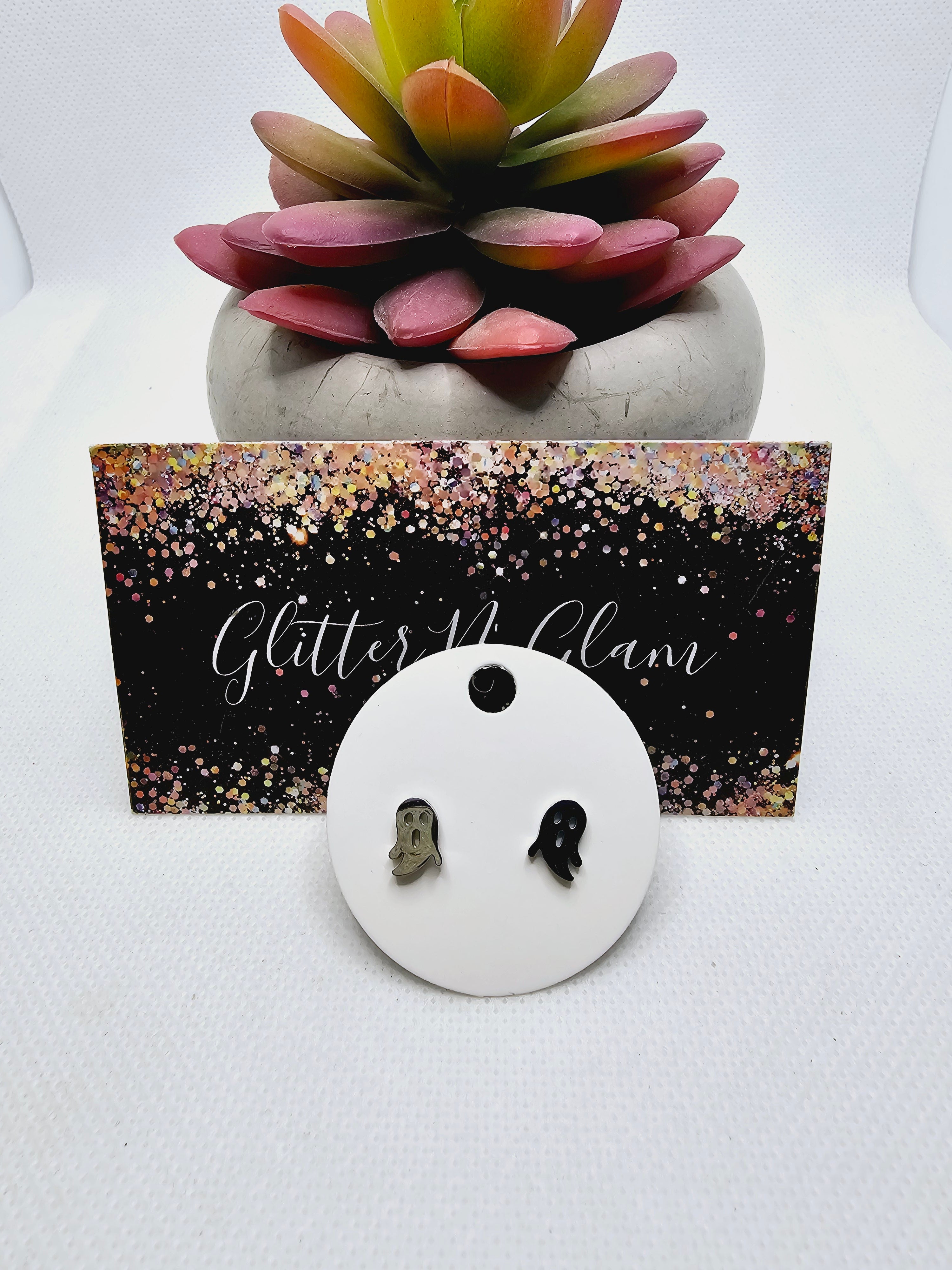 2413 Silver Ghost Stud Earrings