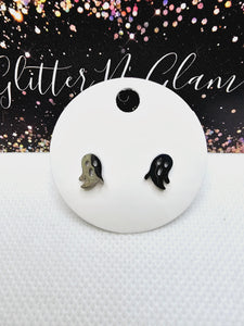 2413 Silver Ghost Stud Earrings