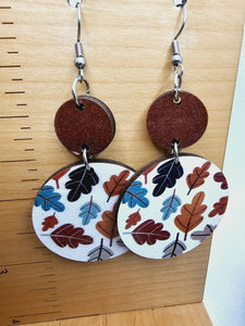 1959 Wood Fall Leaves Dangle Earrings