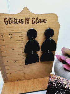 2405 Black Clay Dangle Earrings