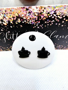 2419 Black Coffee Cup Stud Earrings
