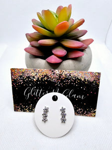 2432 Silver 3 Stars Stud Earrings