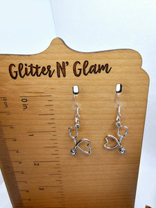 2420 Silver Stethoscope Dangle Earrings