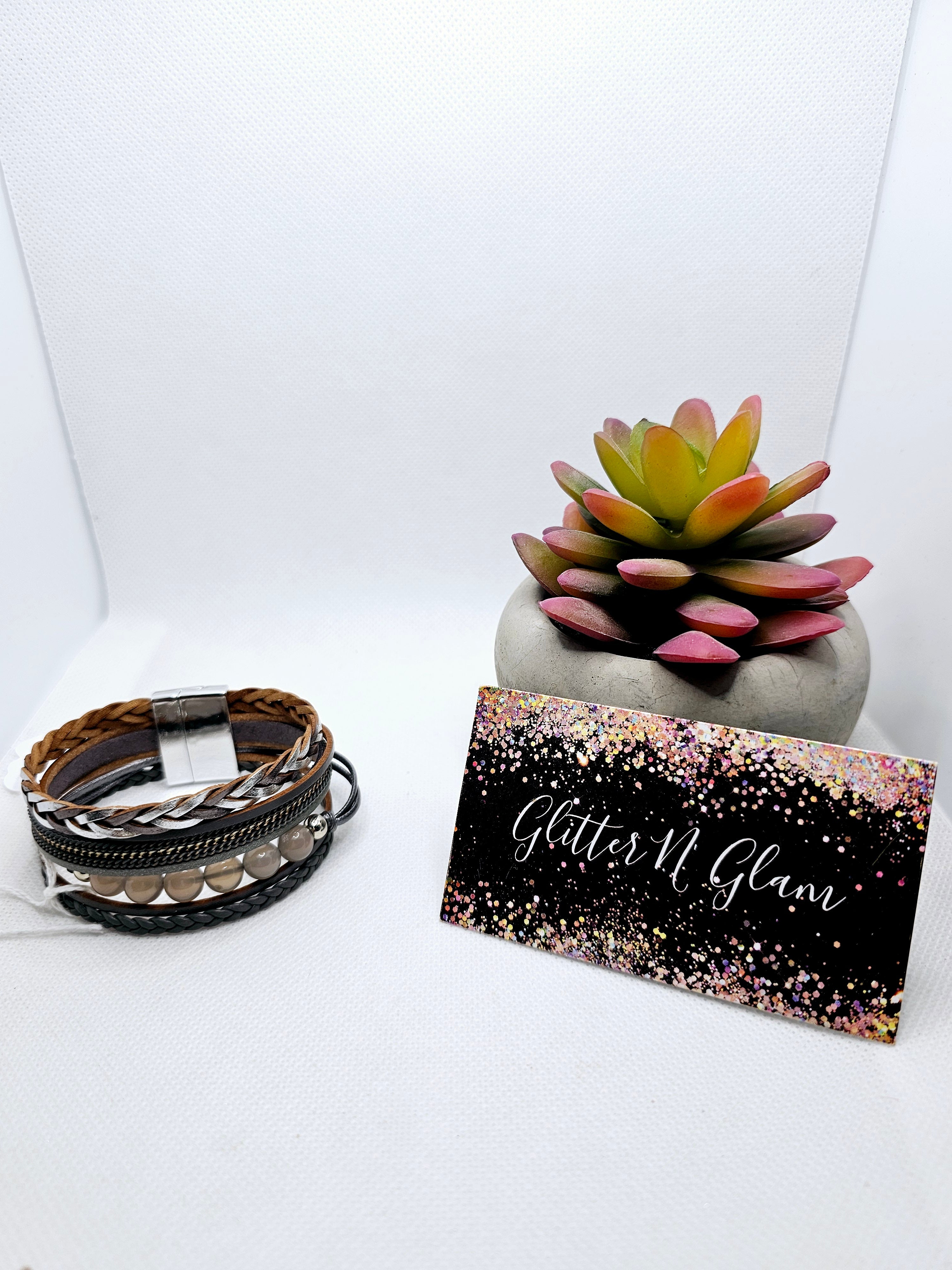2442 Gray Leather Wrap Bracelet