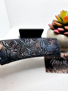 2465 Metalic Embossed Leather Claw Clip