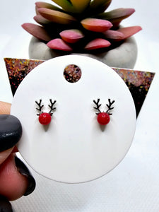 2502 Red Reindeer Stud Earrings