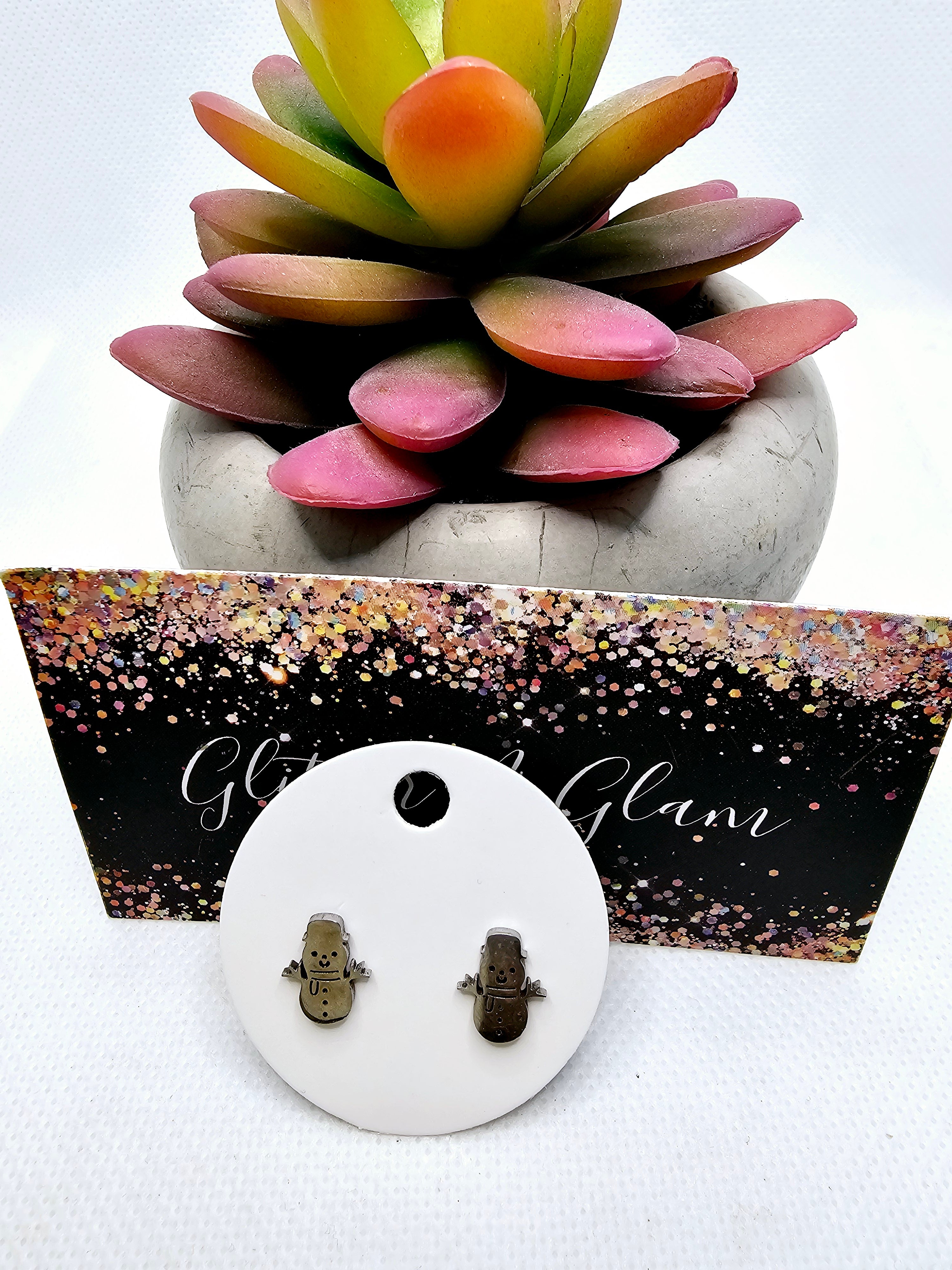 2494 Silver Snowman Stud Earrings