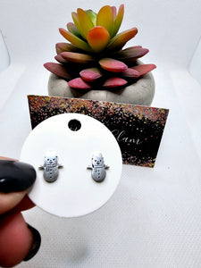 2494 Silver Snowman Stud Earrings