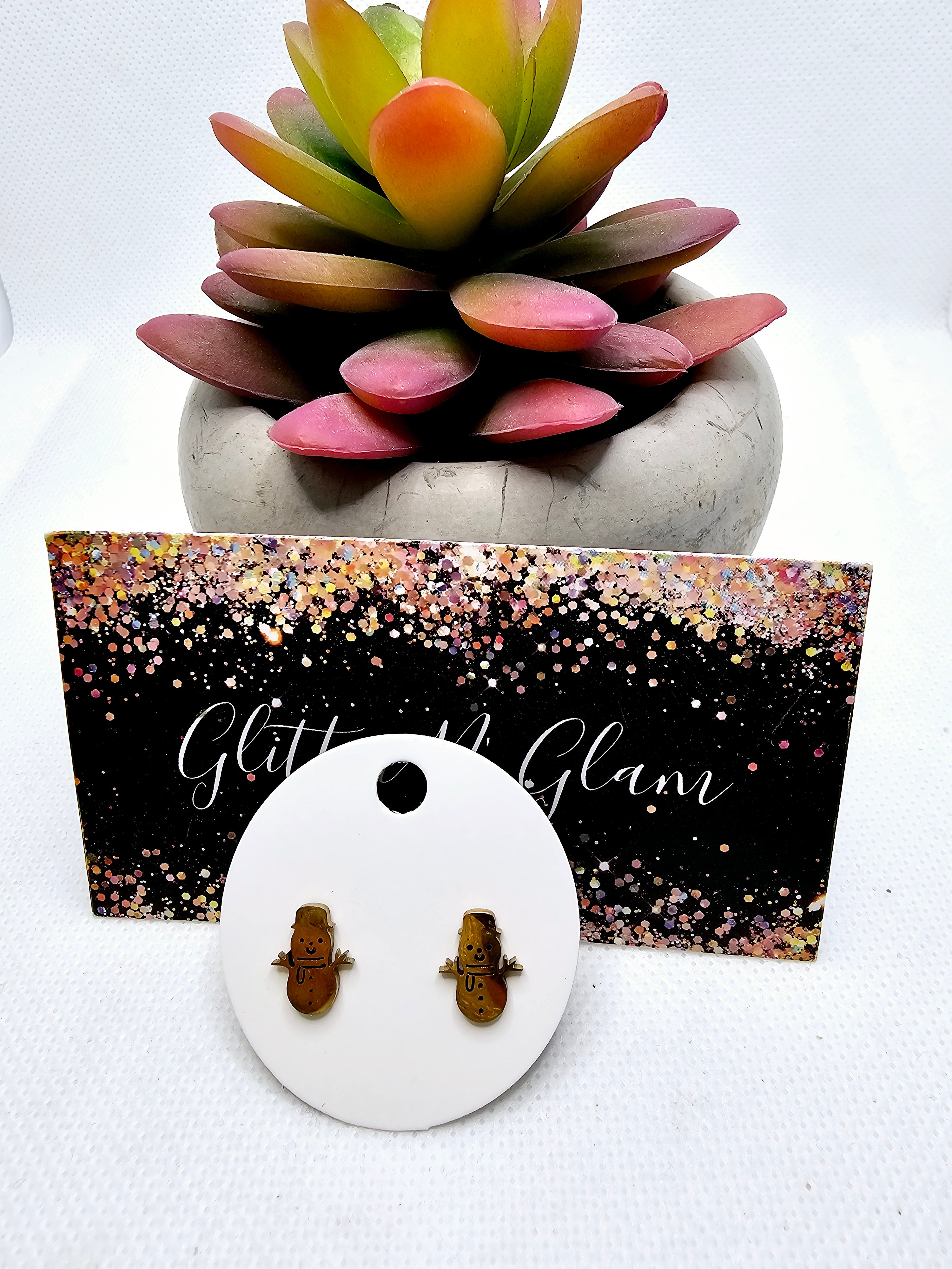 2495 Gold Snowman Stud Earrings