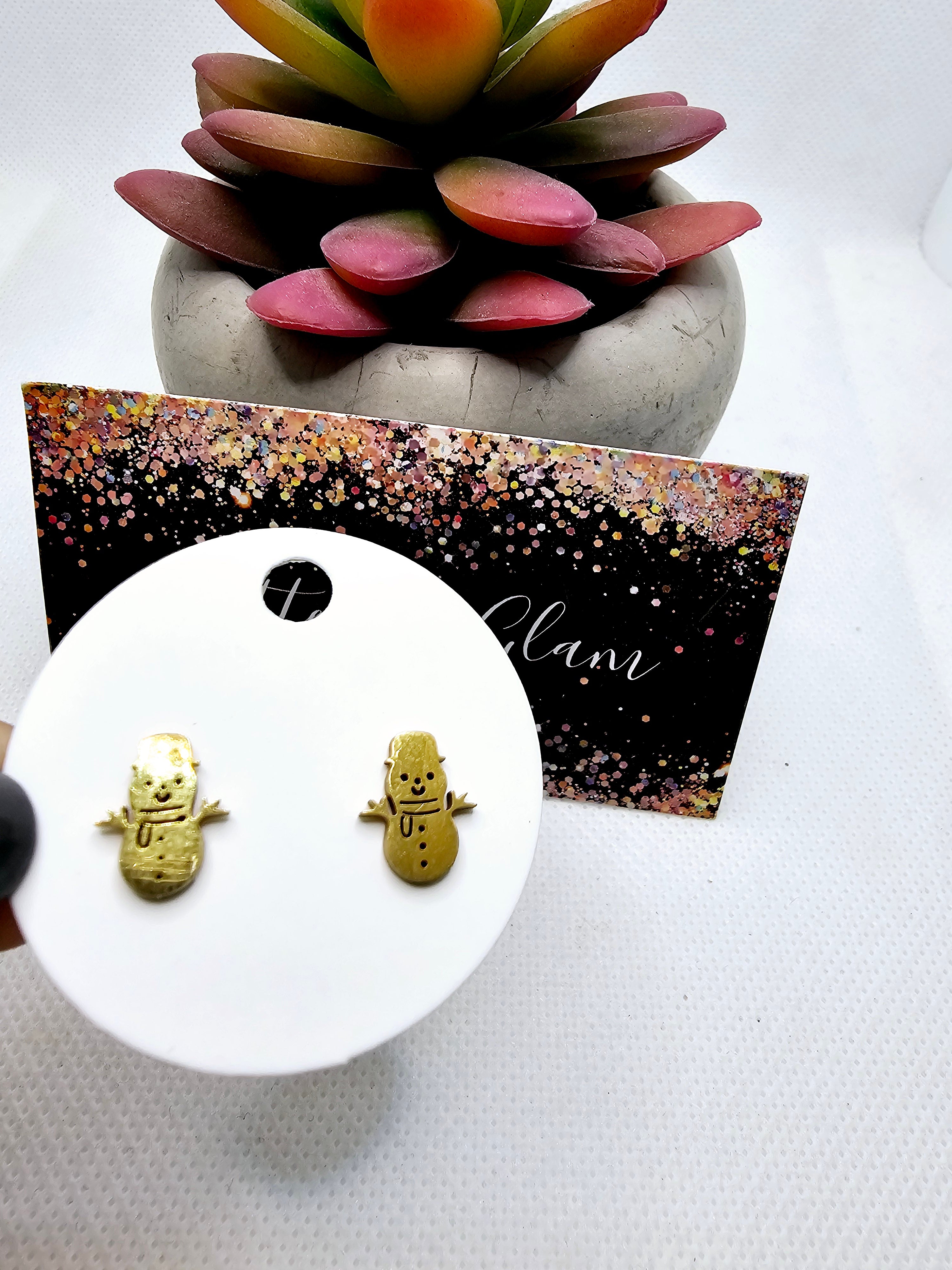 2495 Gold Snowman Stud Earrings
