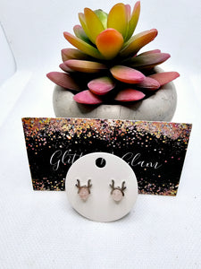 2503 Pink Reindeer Stud Earrings