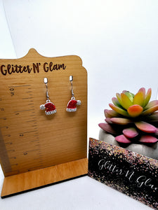2498 Sparkly Santa Hats with Bling Dangle Earrings