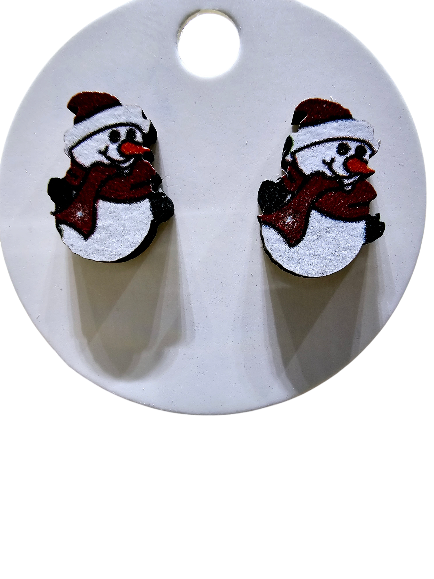 2509 Wood Snowman Stud Earrings
