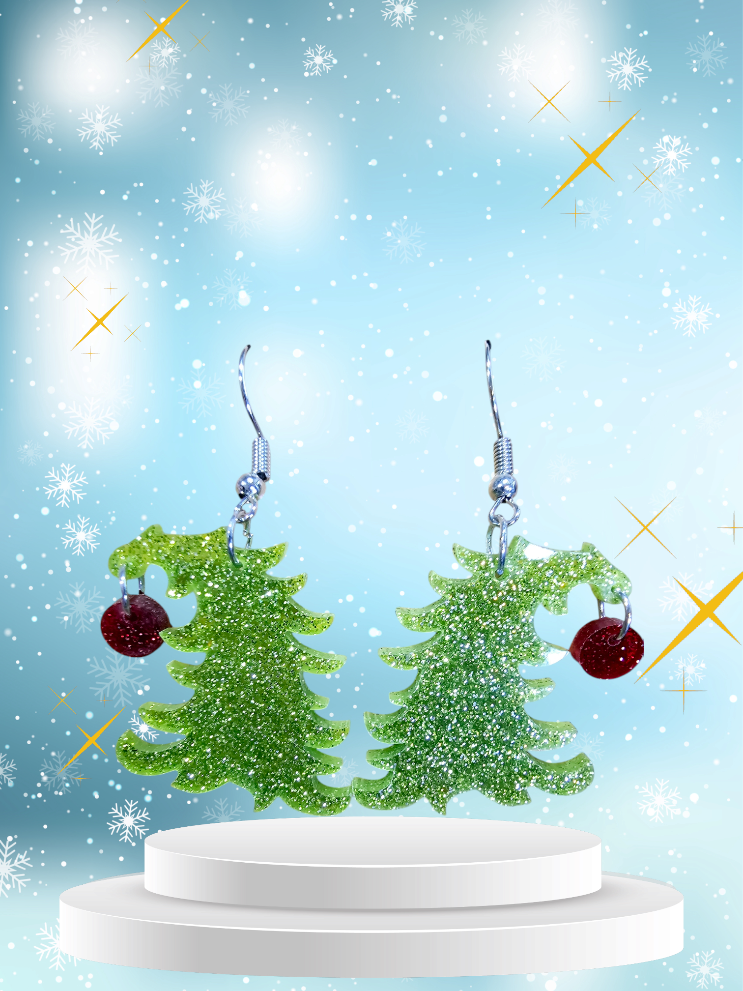 2512 G-Mans Christmas Tree Dangle Earrings