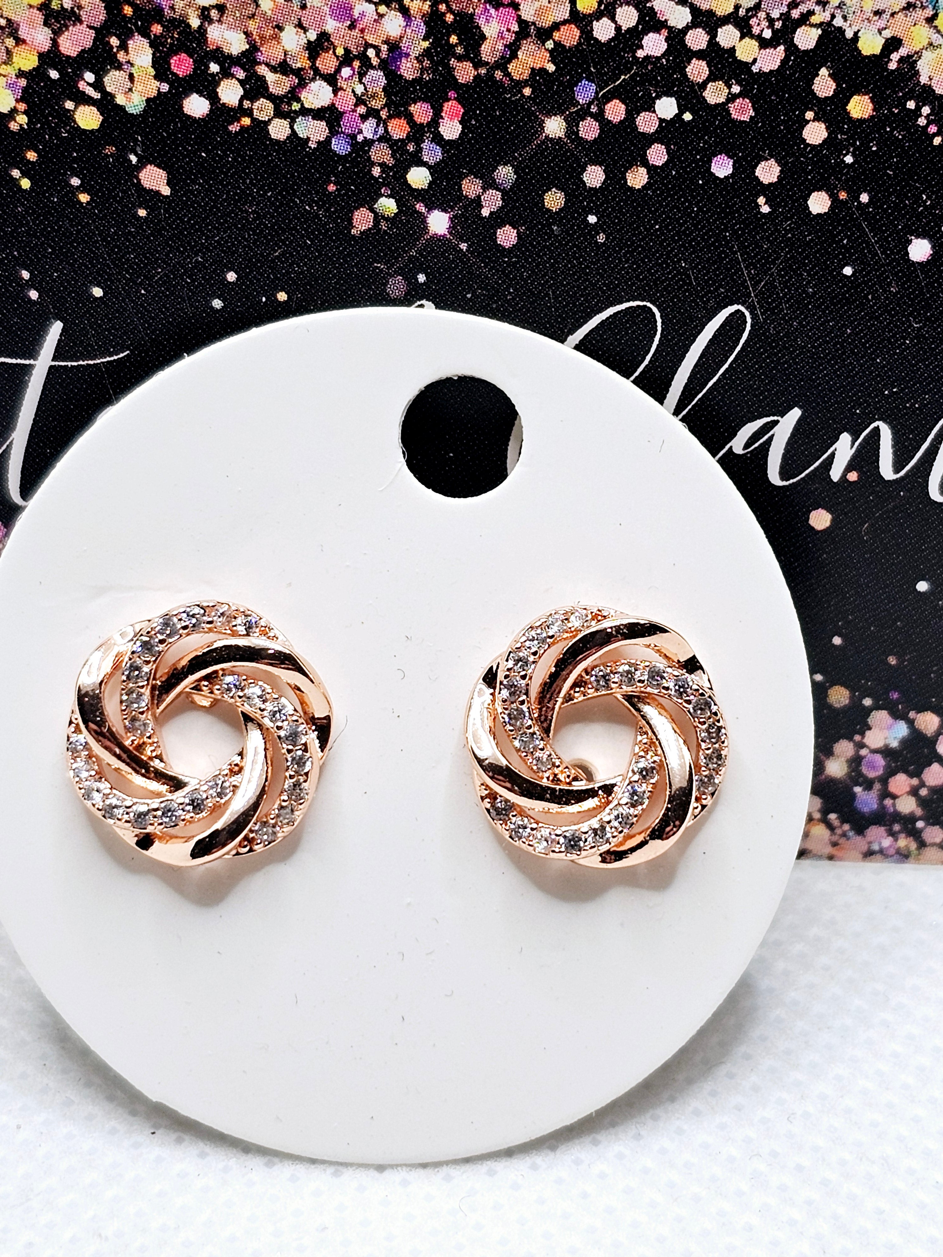 2565 Rosegold Twisted Stud Earrings