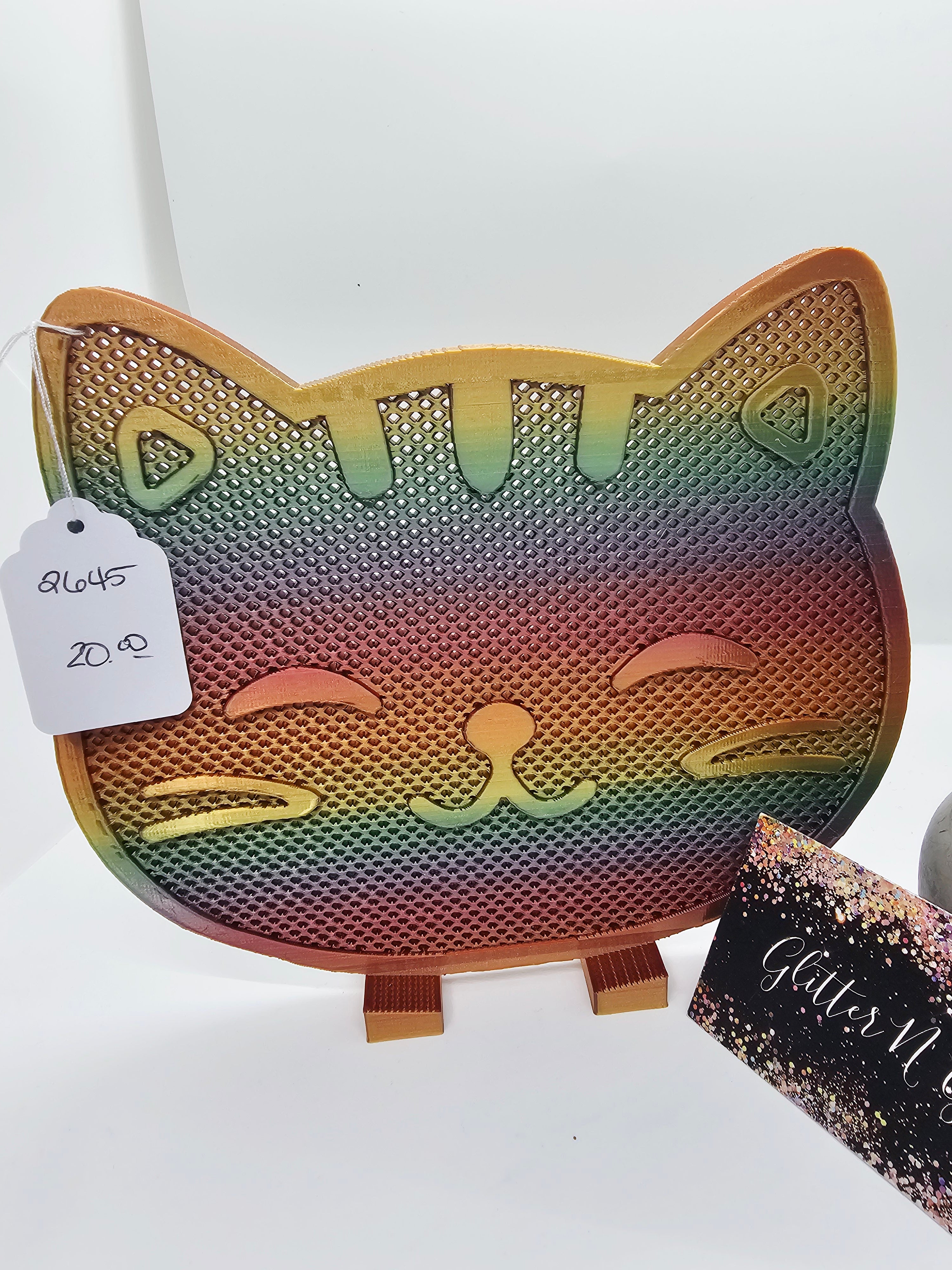 2645 Ombre Rainbow 3D Kitty Earring Stand