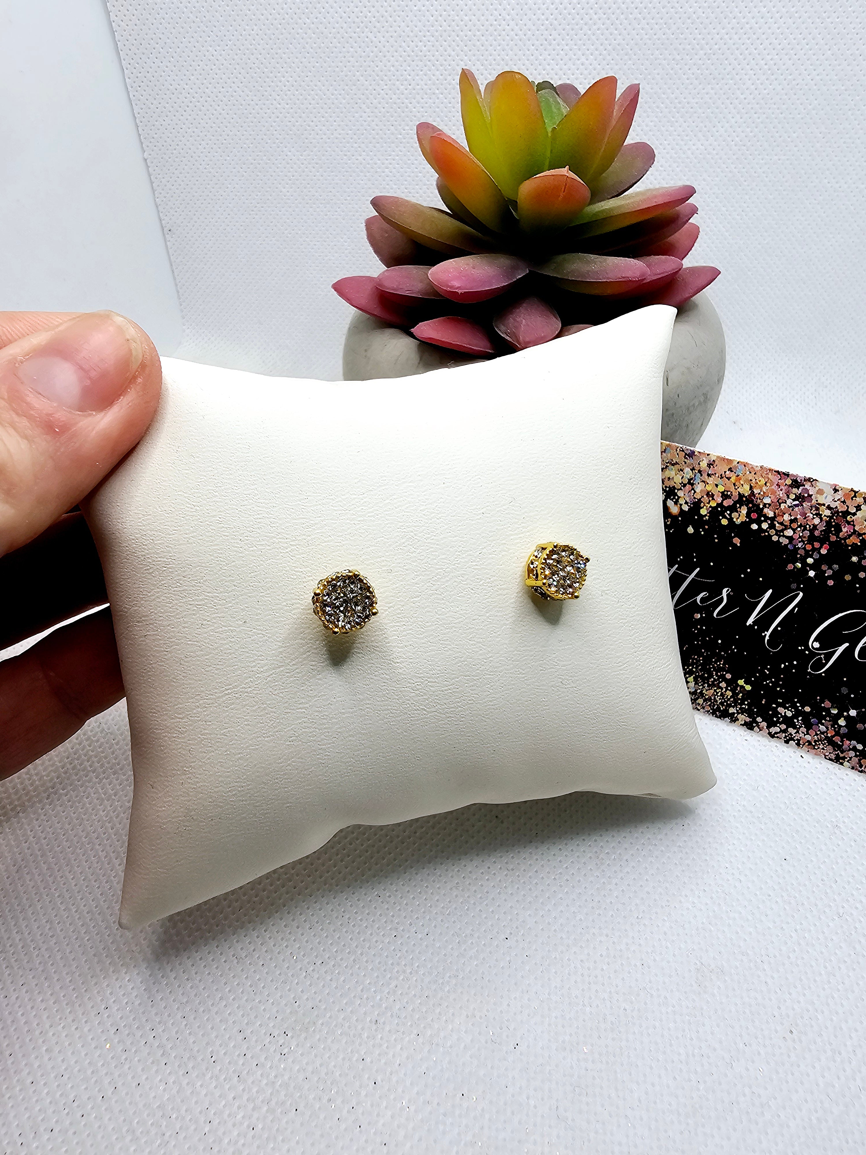 2590 Gold Bling Stud Earrings
