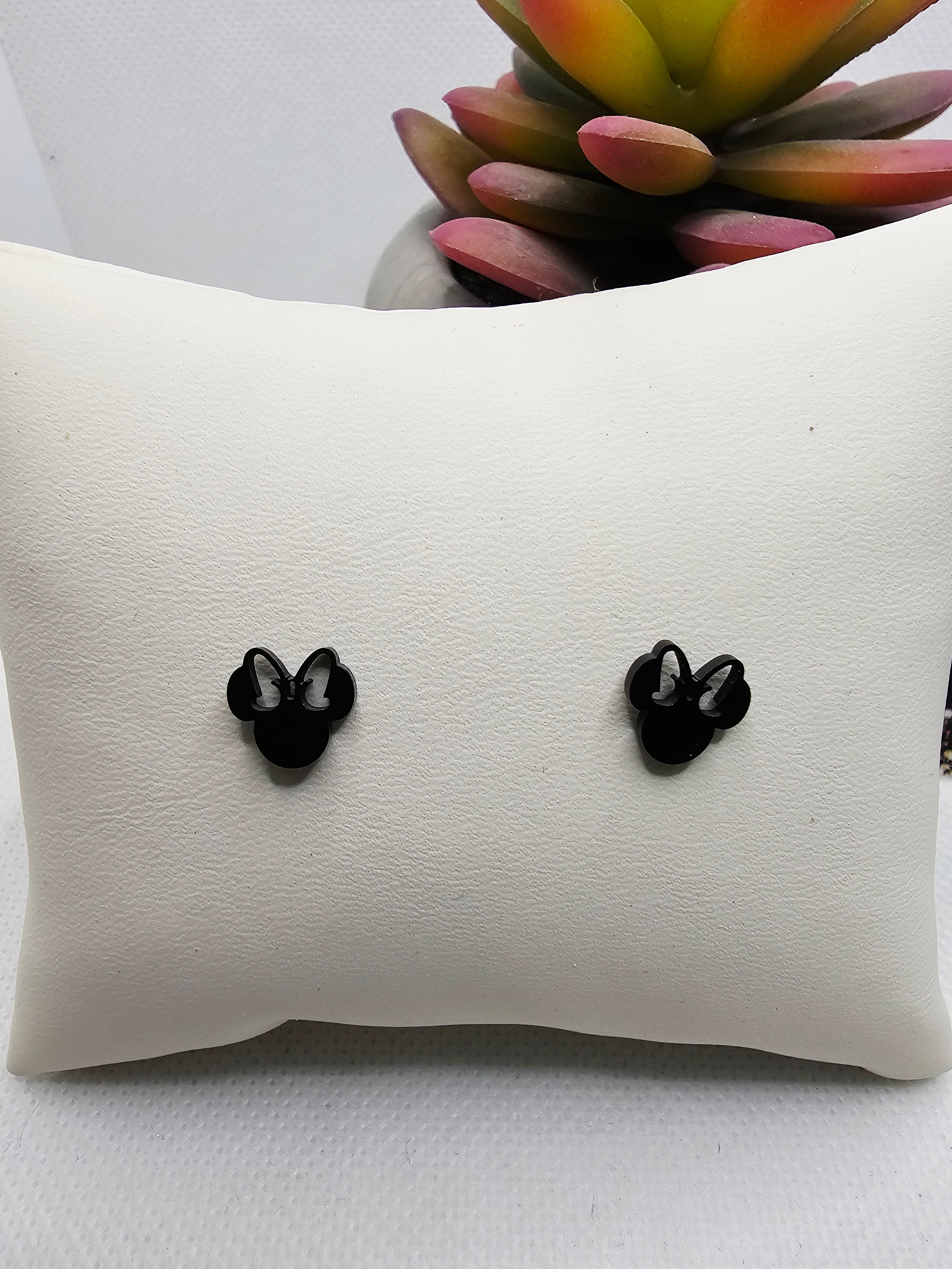 2659 Ms. Mouse Black Stud Earrings