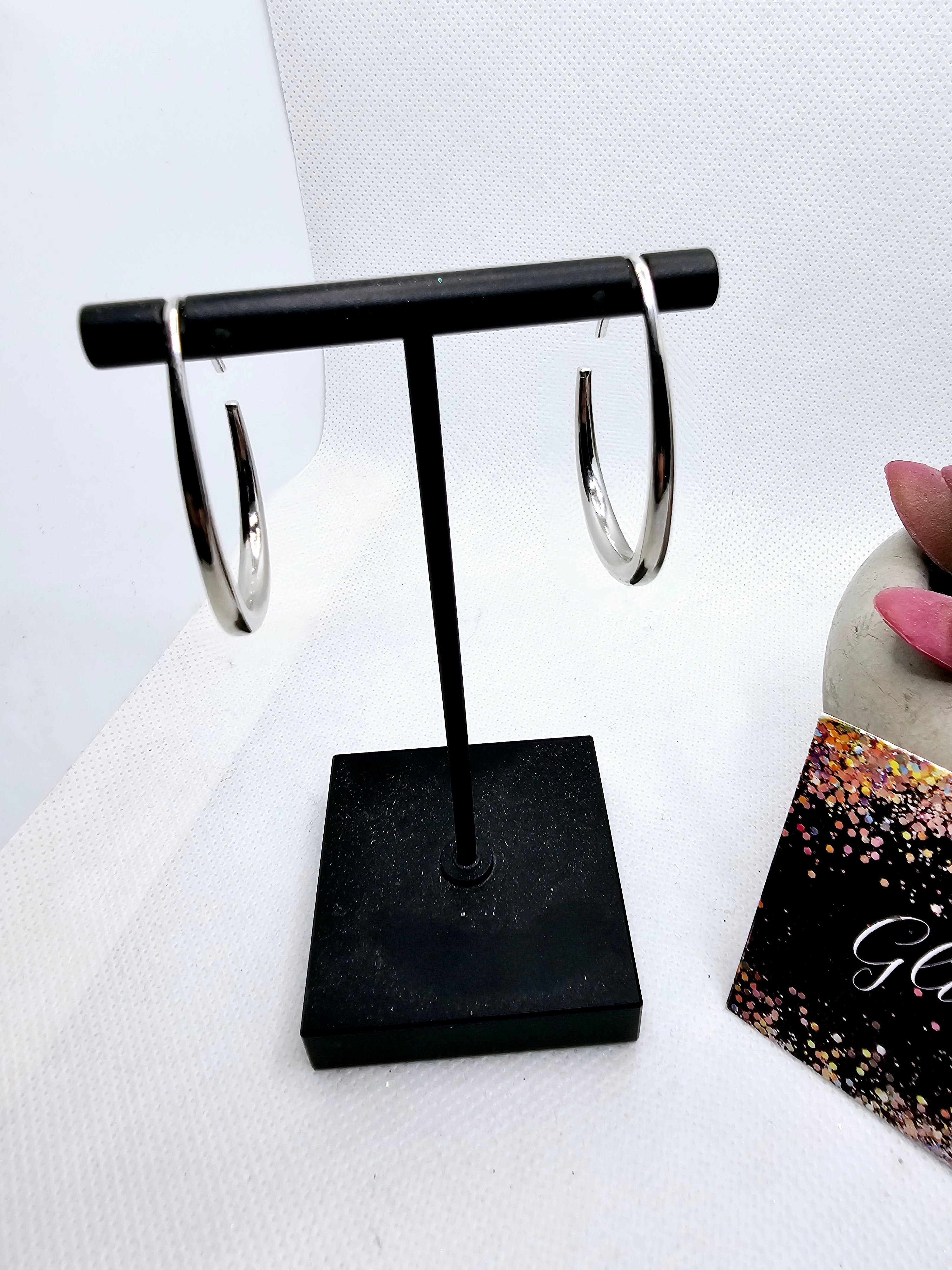 2554 Silver Half Moon Dangle Earrings