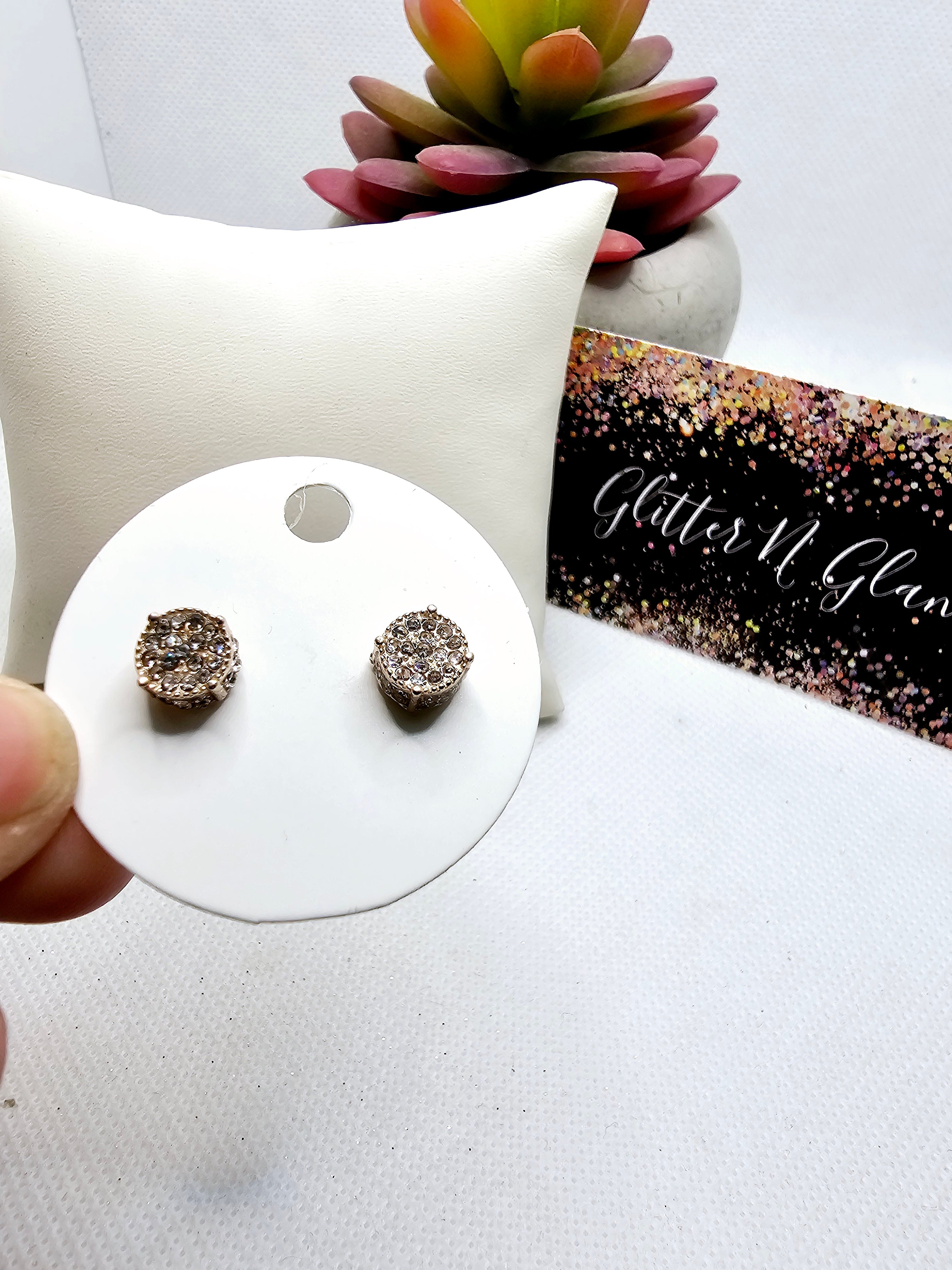 2592 Rosegold Bling Stud Earrings