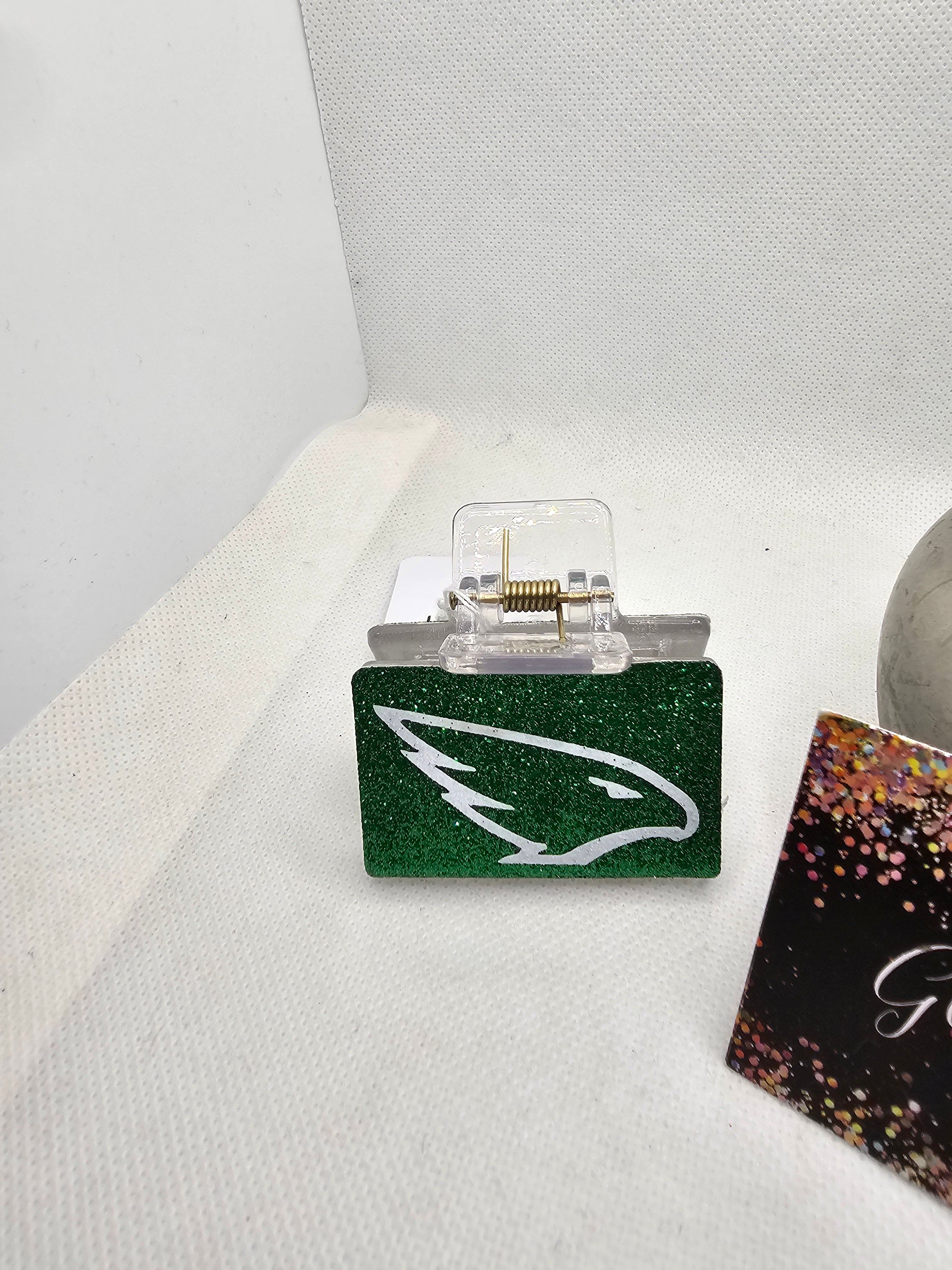 2671 Fighting Hawks Small Leather Hair Clip