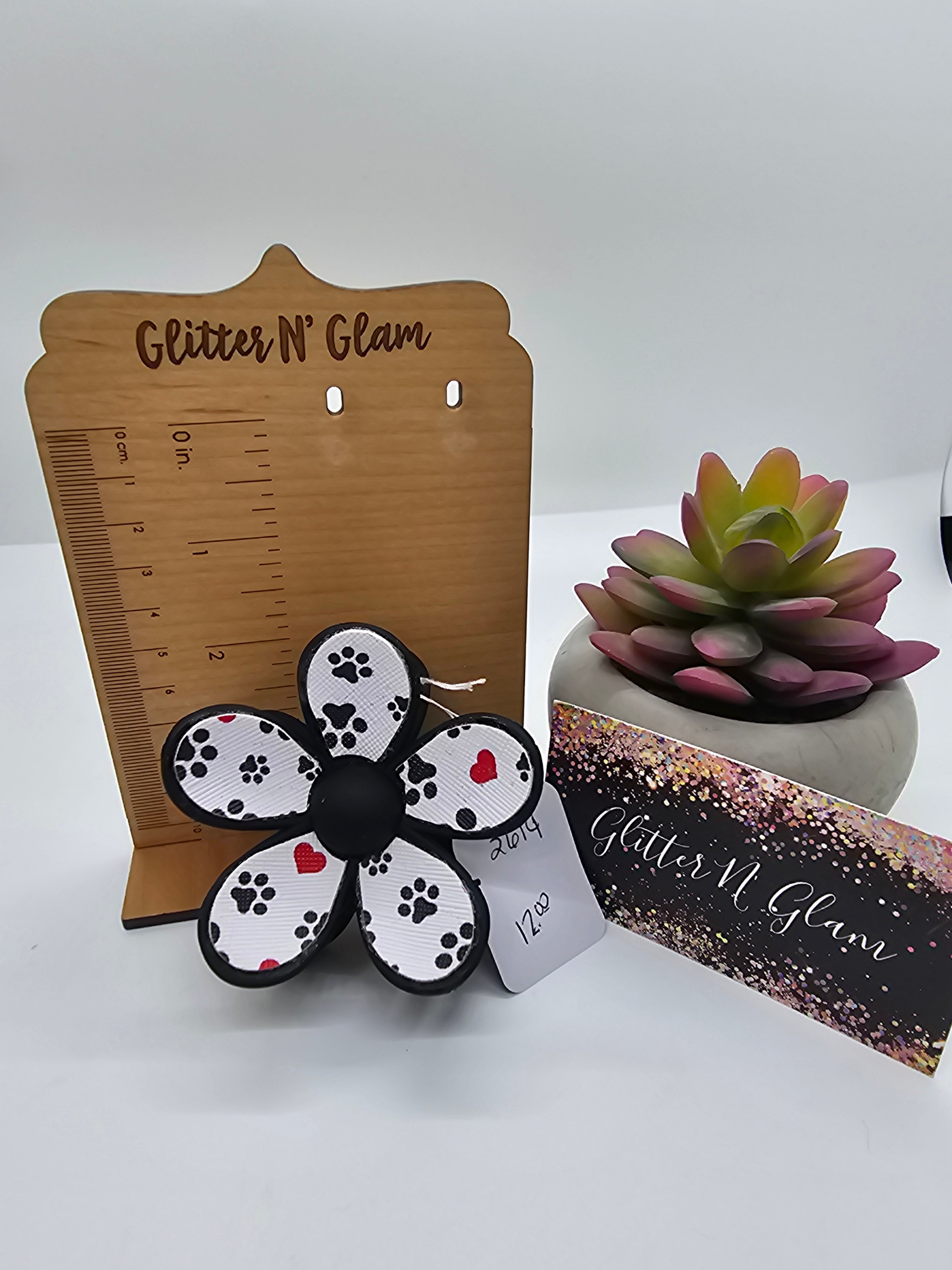 2614 Paw Print Leather Hair Claw Clip