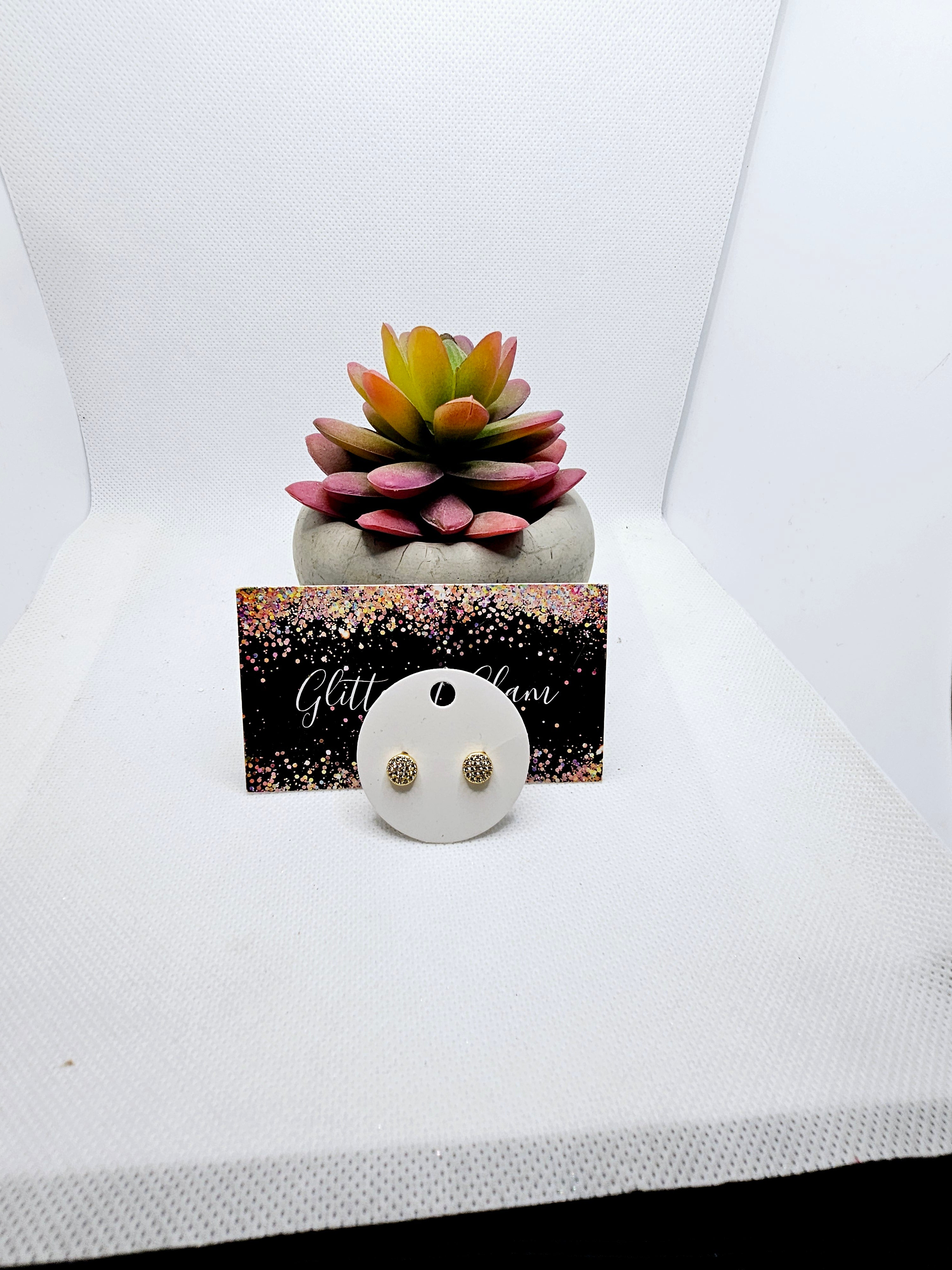 2546 Mini Gold with Bling Stud Earrings