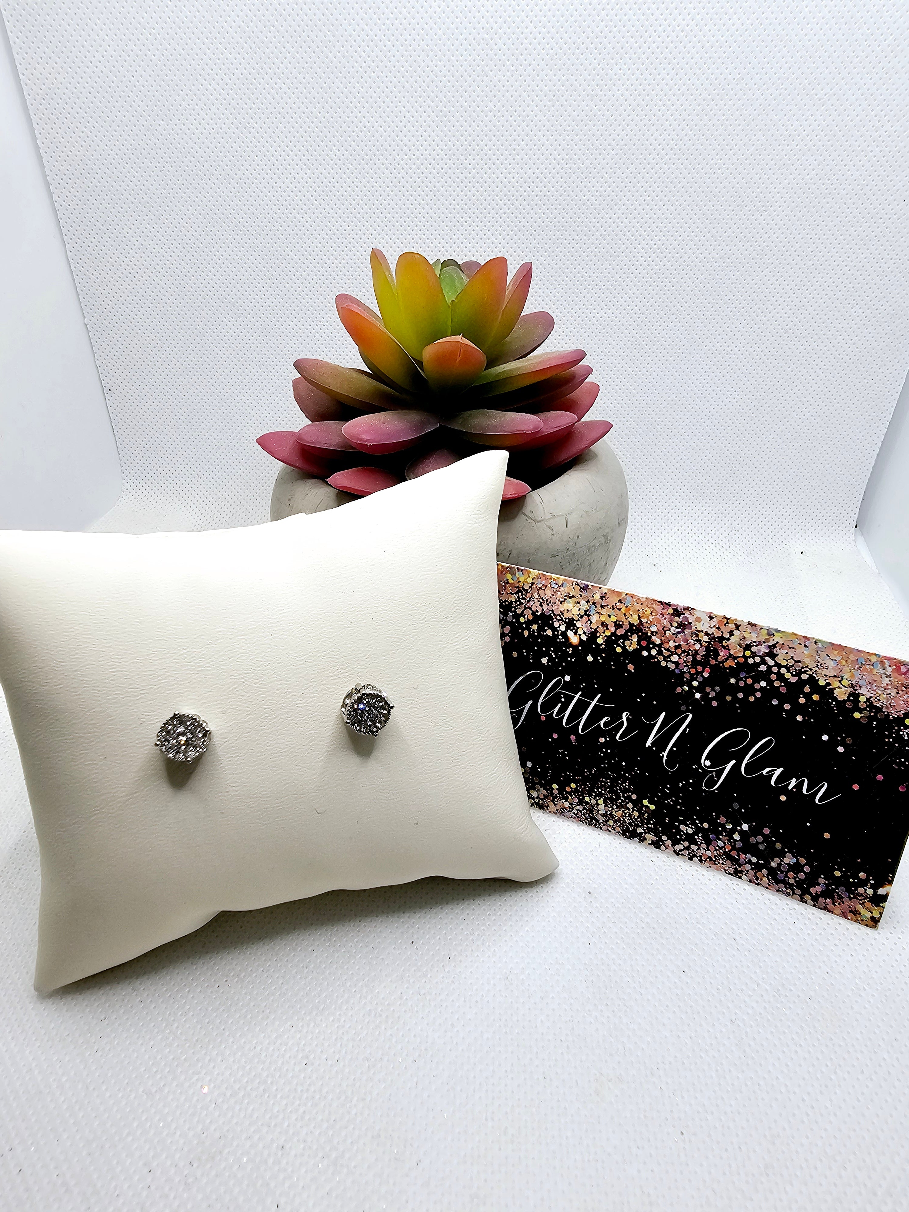 2593 Silver Bling Stud Earrings