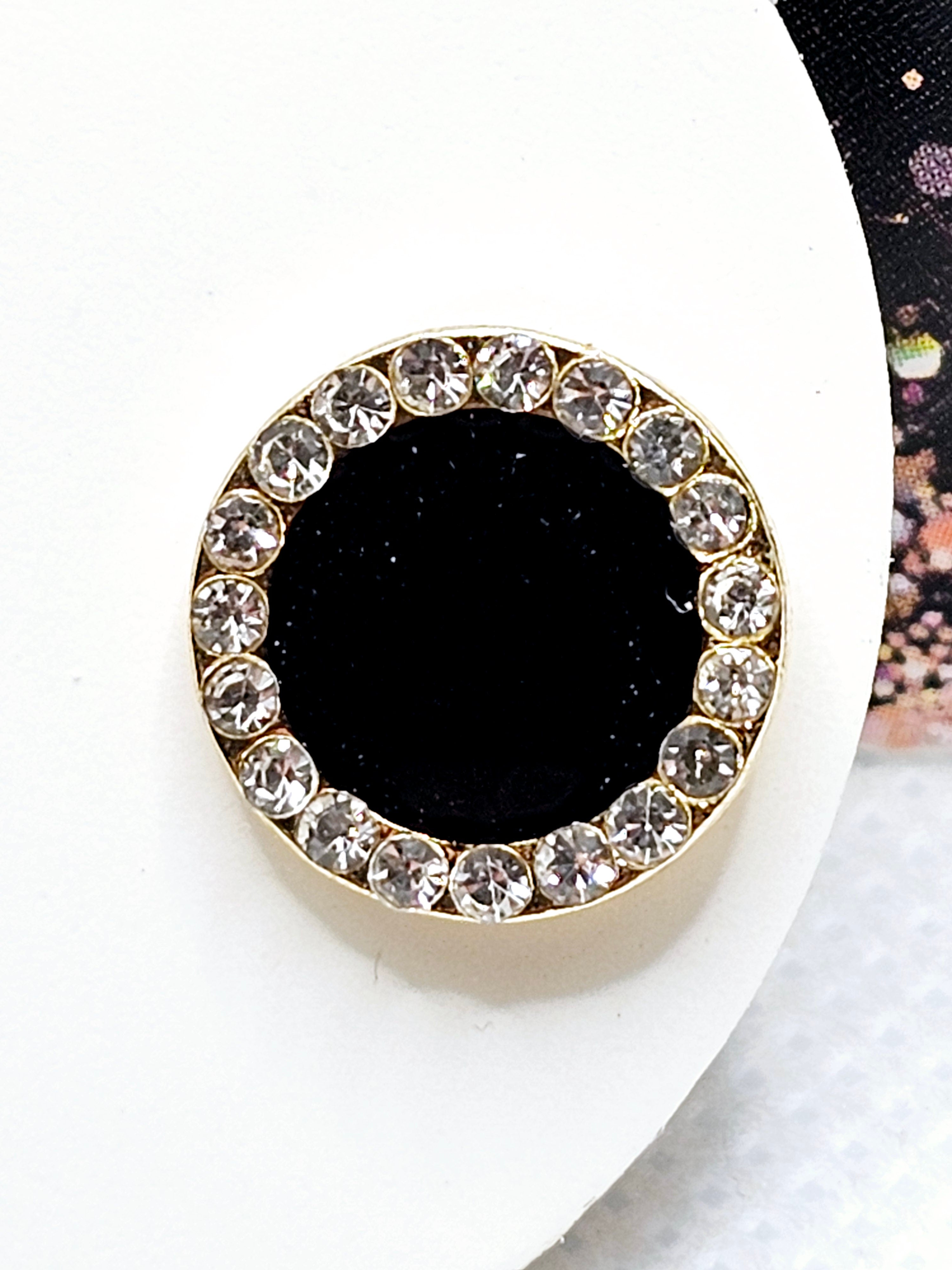 2563 Black and Gold Bling Stud Earrings