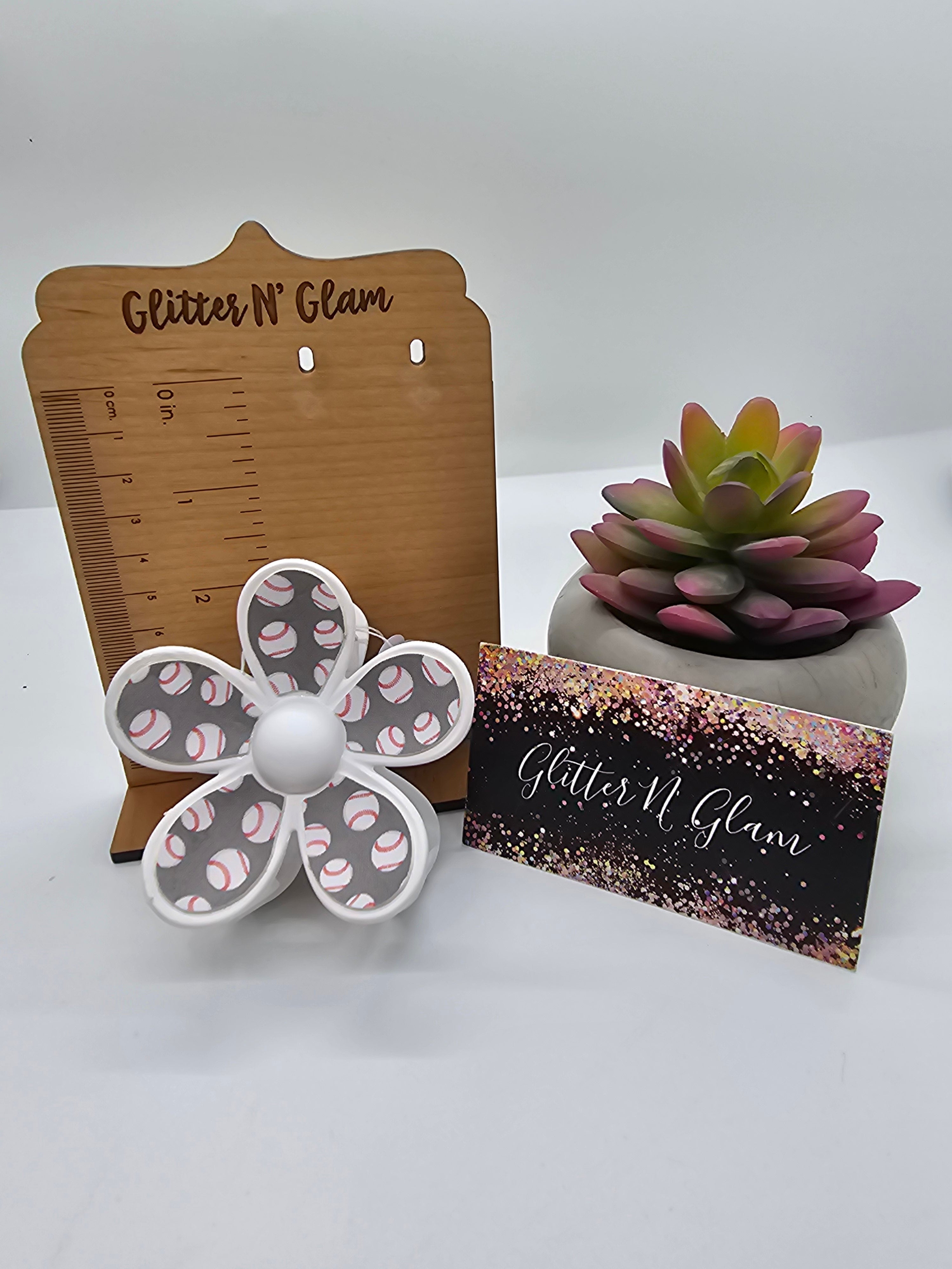 2623 Baseball Flower Hair Claw Clip