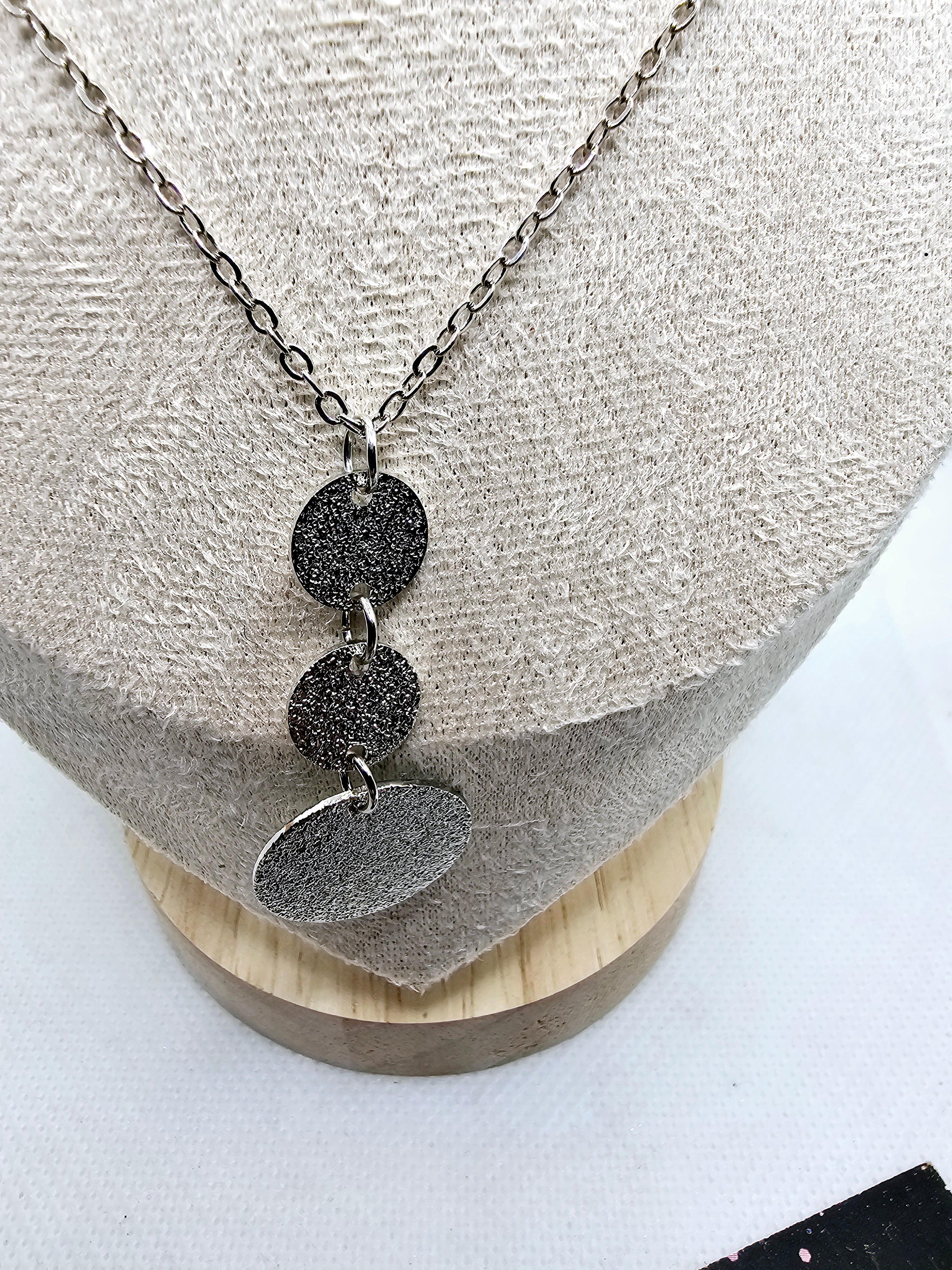 2578 Silver Long Sweater Necklace and Earring Set