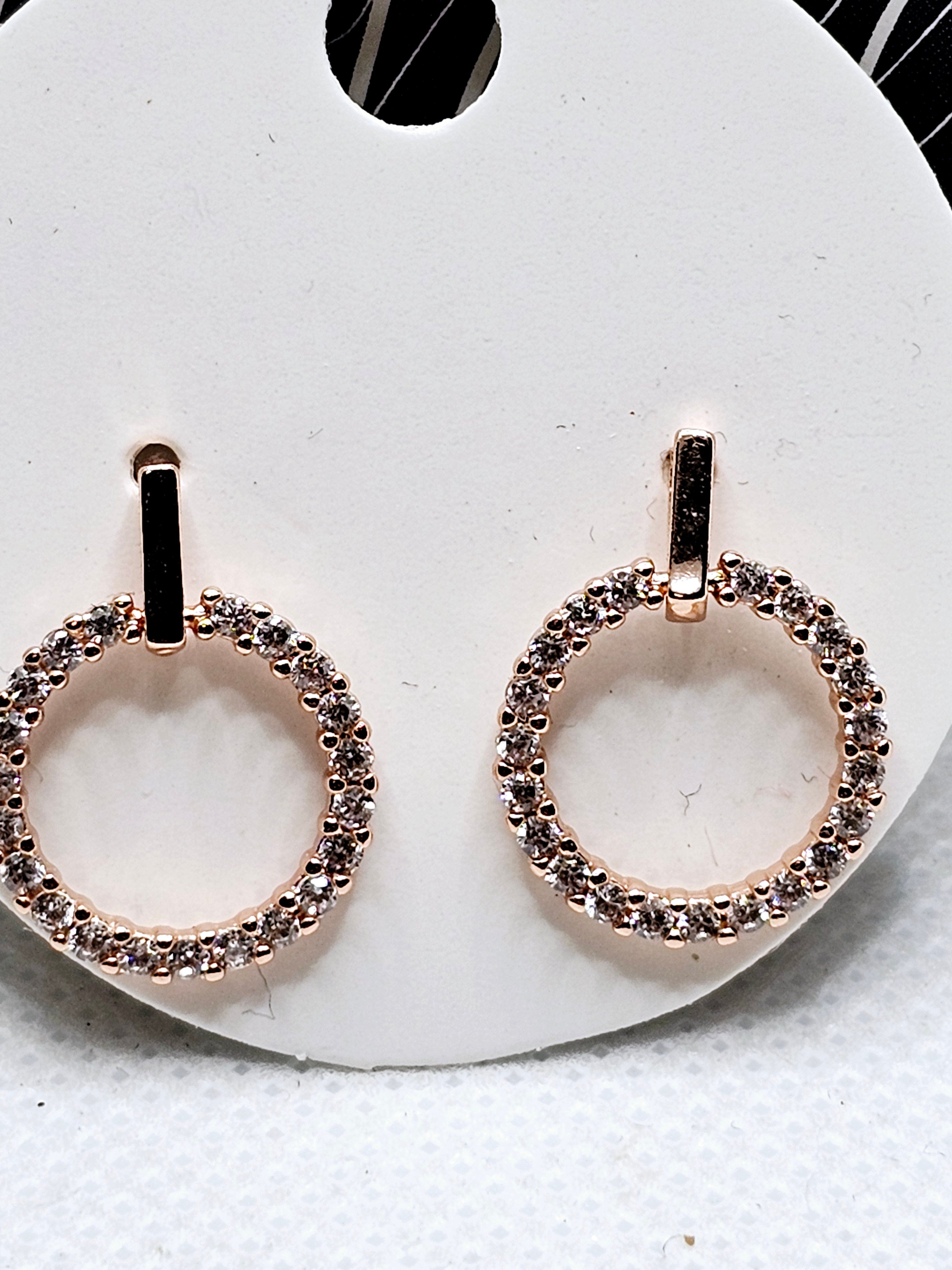 2551 Rosegold Bling Dangle Earrings