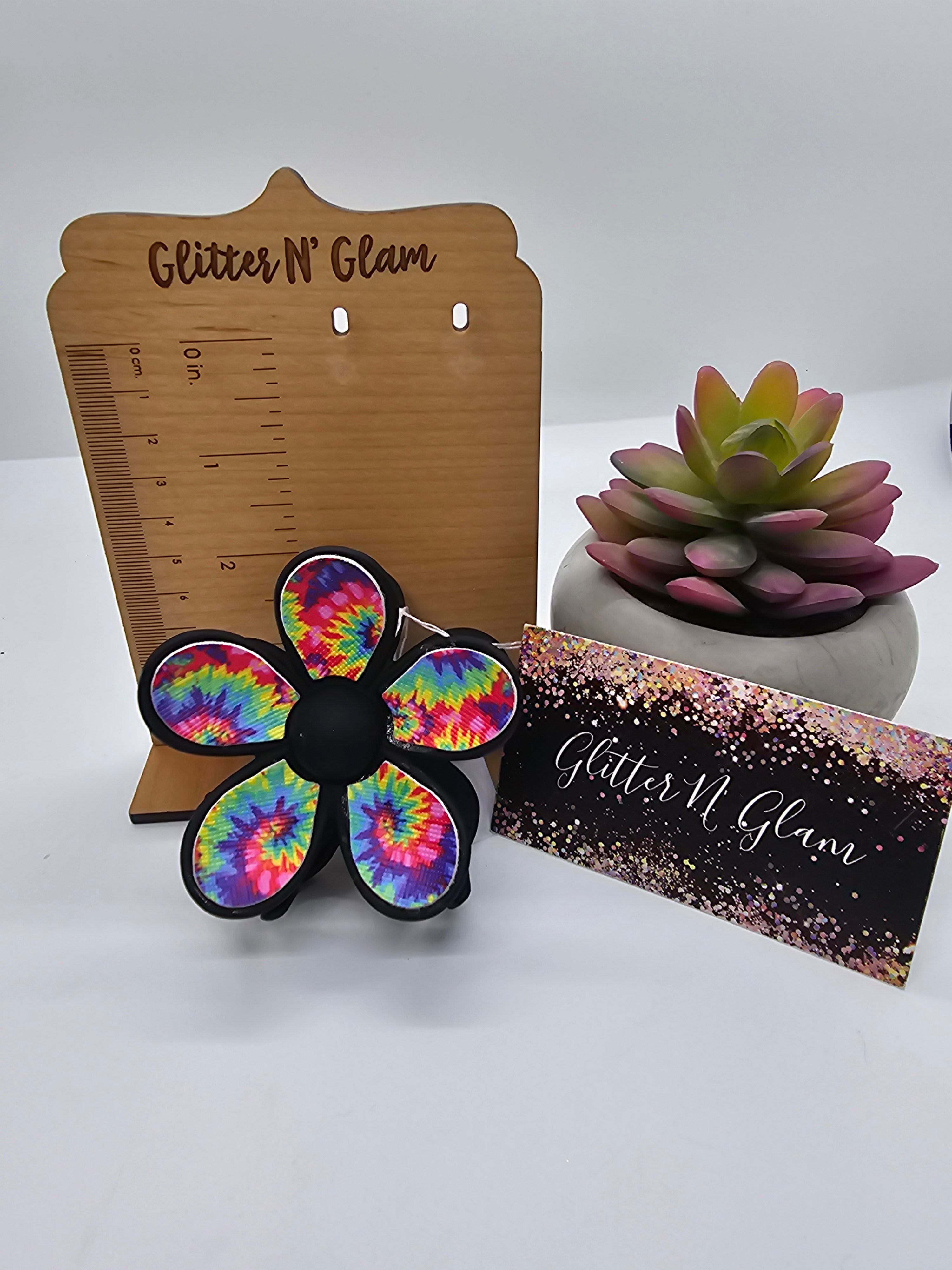 2634 Black Tie Dye Leather Hair Claw Clip