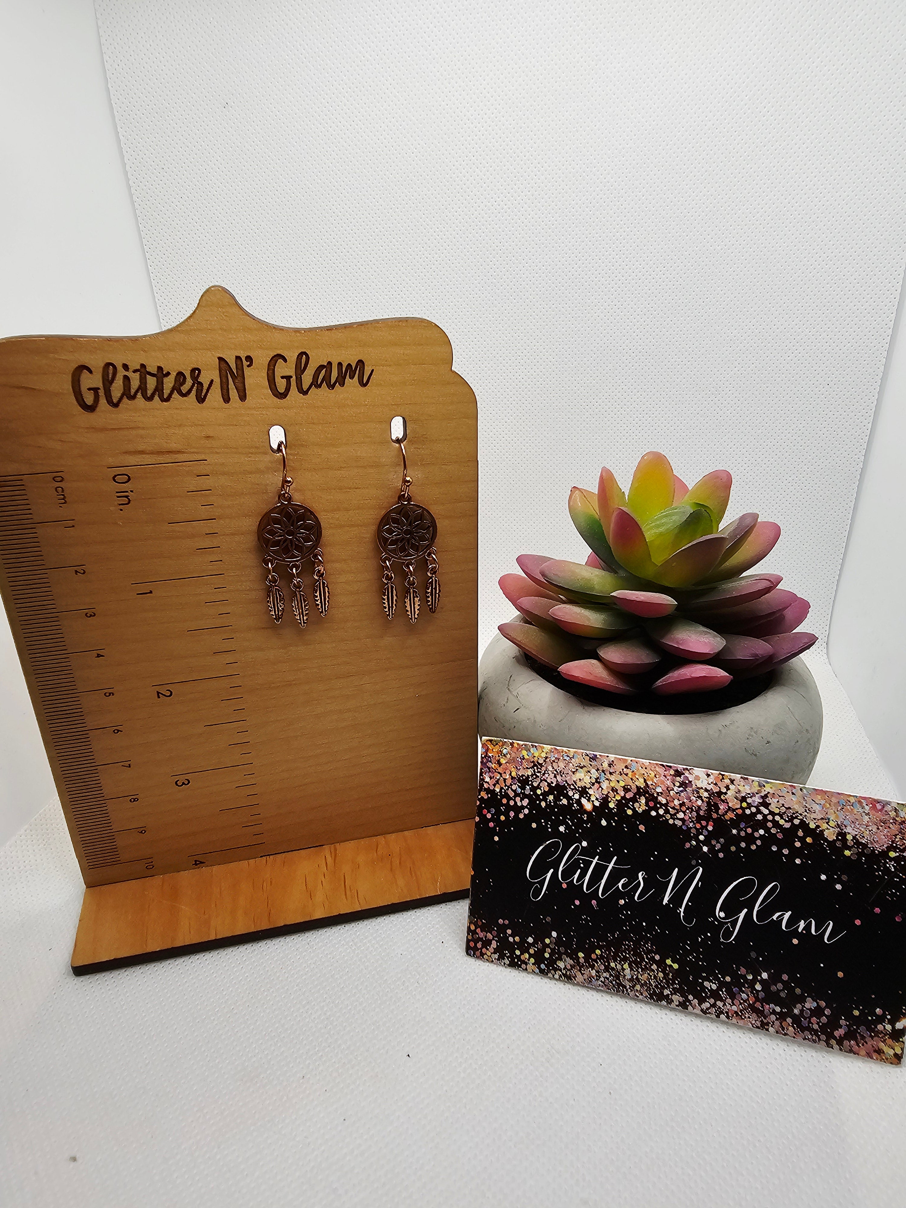 2710 Copper Colored Dreamcatcher Dangle Earrings