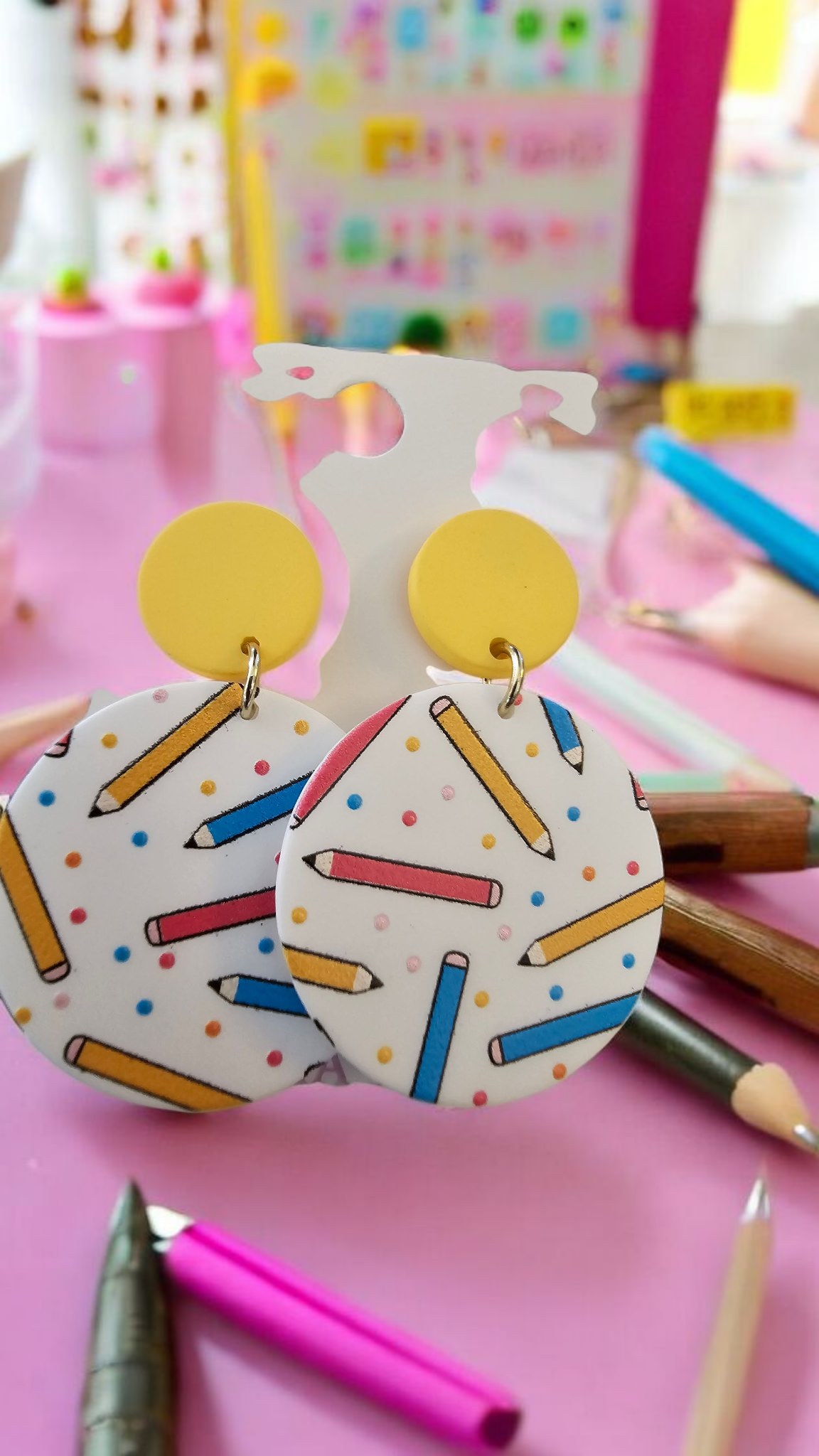 2725 Polymer Clay Pencil (teacher) Dangle Earrings