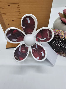 2625 White Football Leather Hair Claw Clip