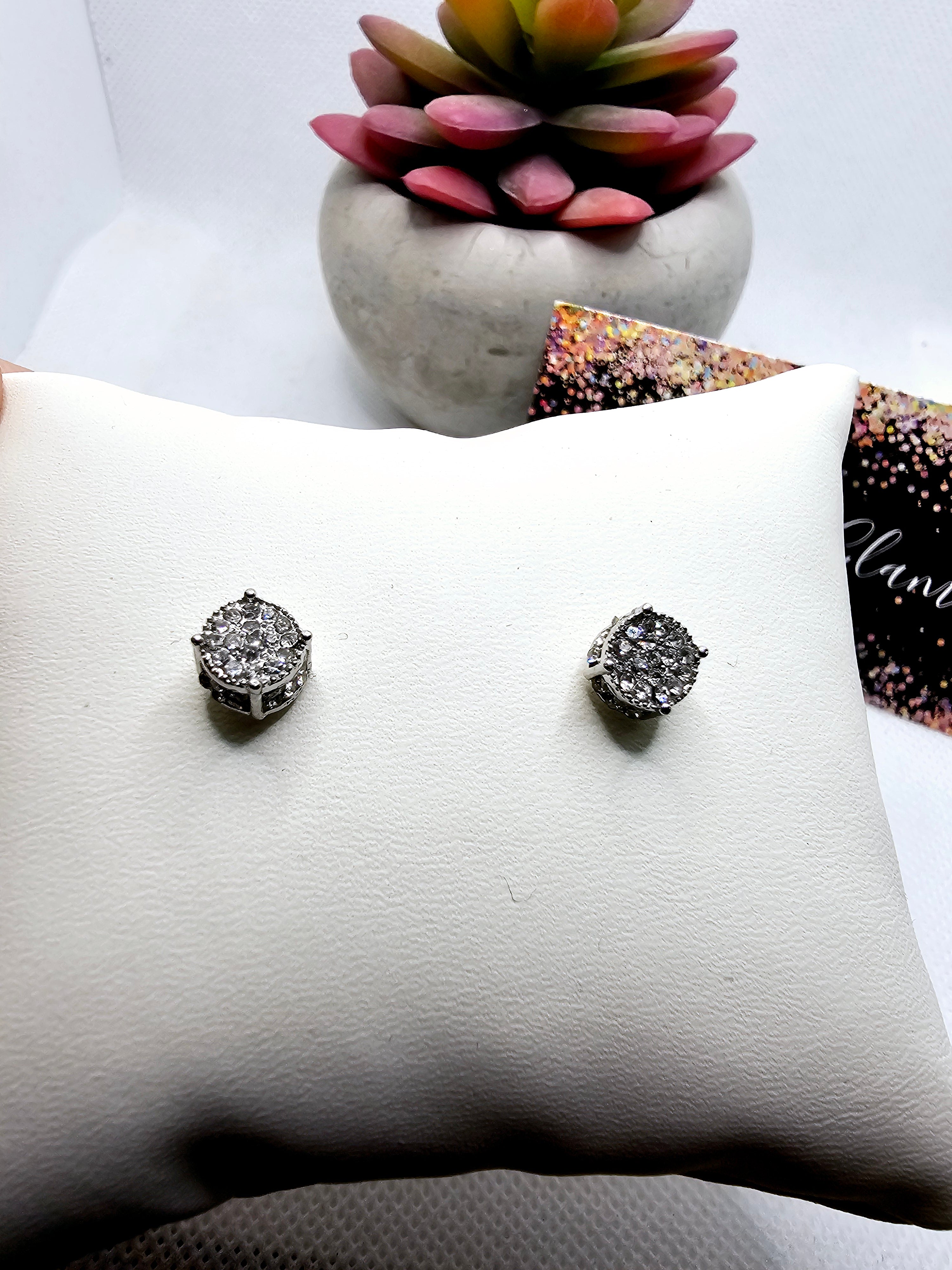 2593 Silver Bling Stud Earrings