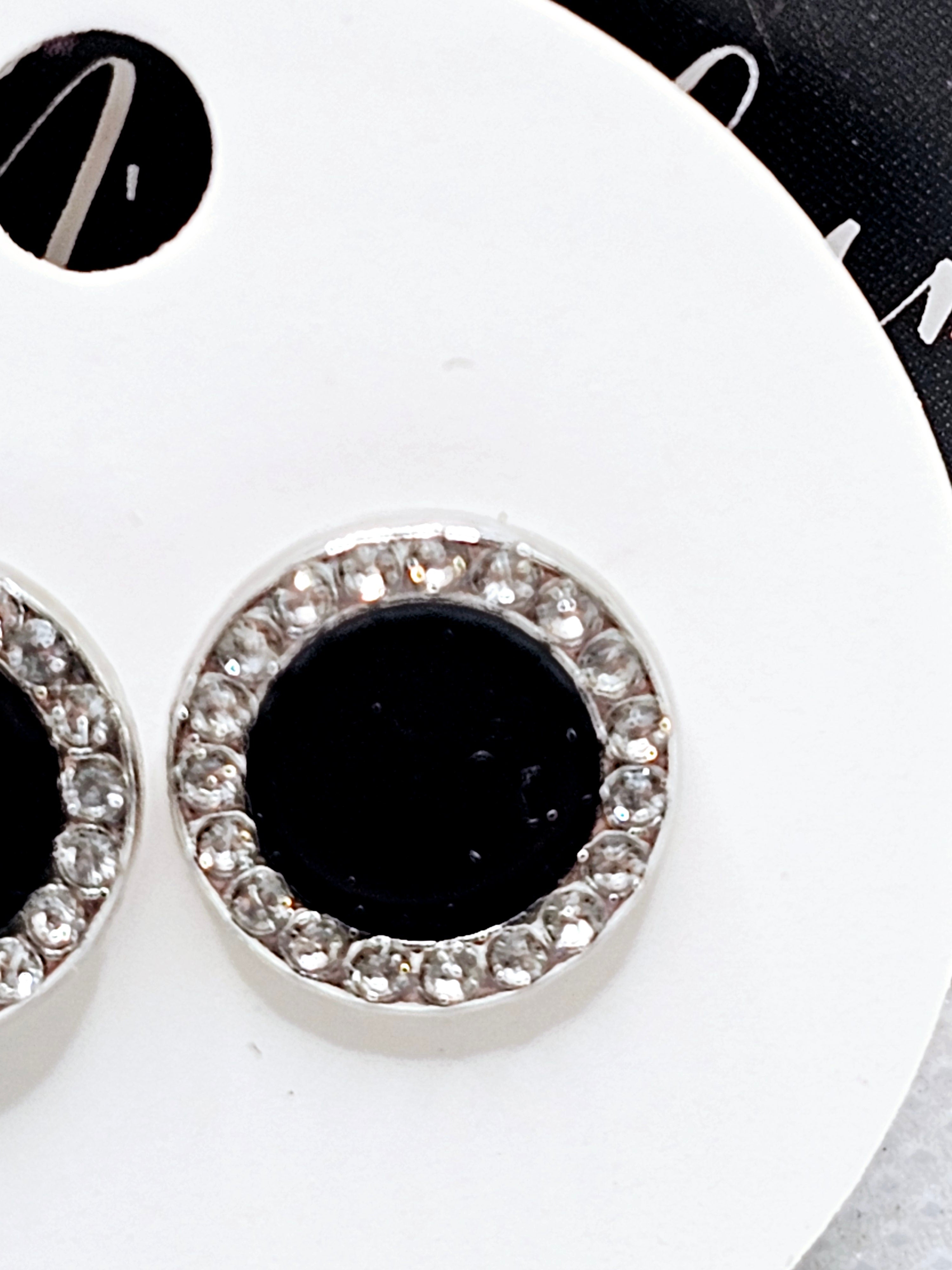 2563 Black and Silver Stud Earrings with Bling