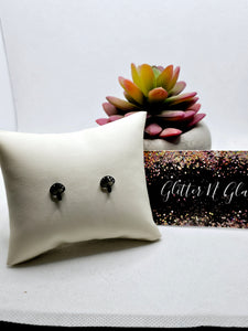 2531 Black Mushroom Stud Earrings