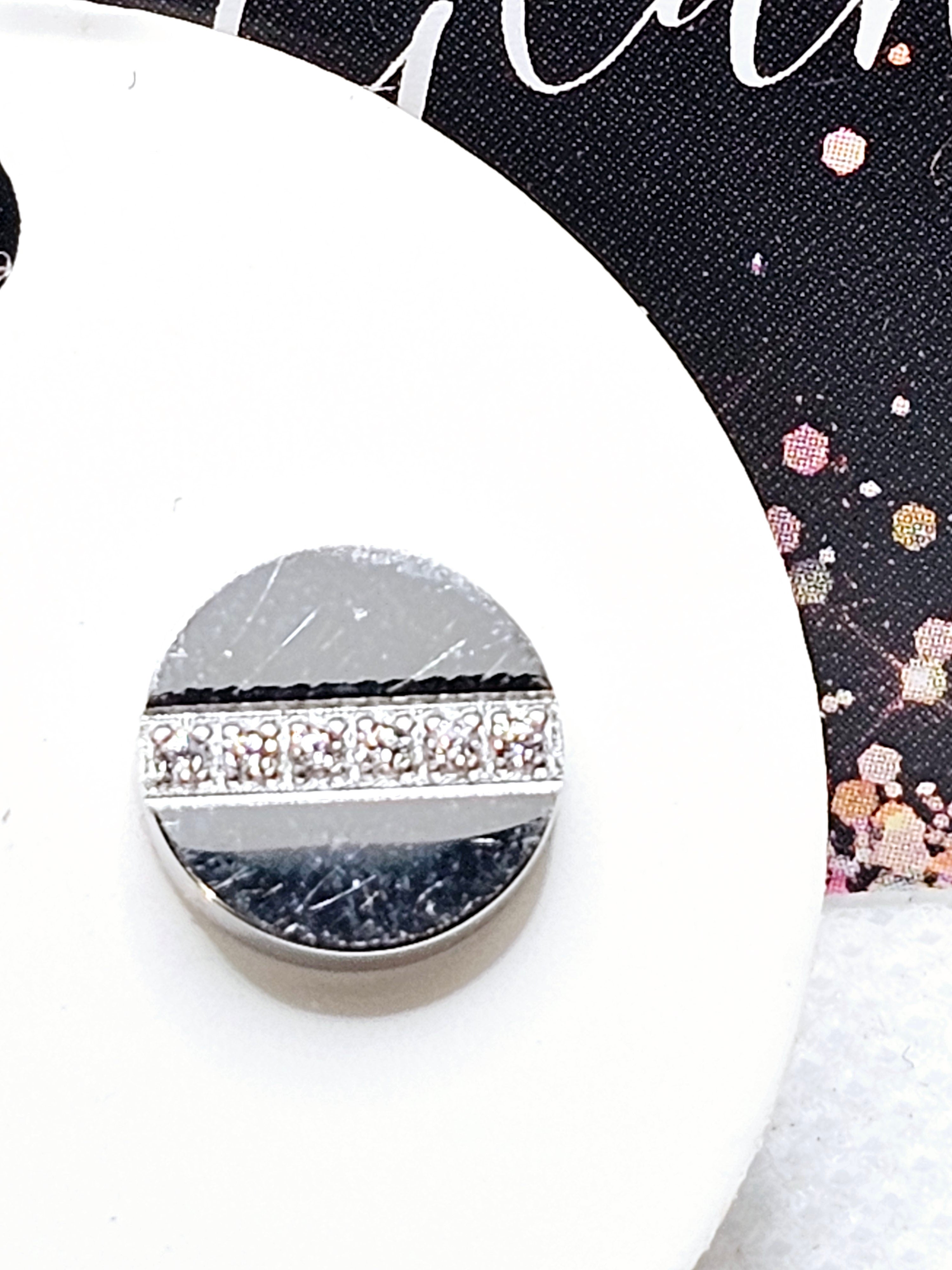 2543 Silver Stud Earrings with Bling Across the Middle