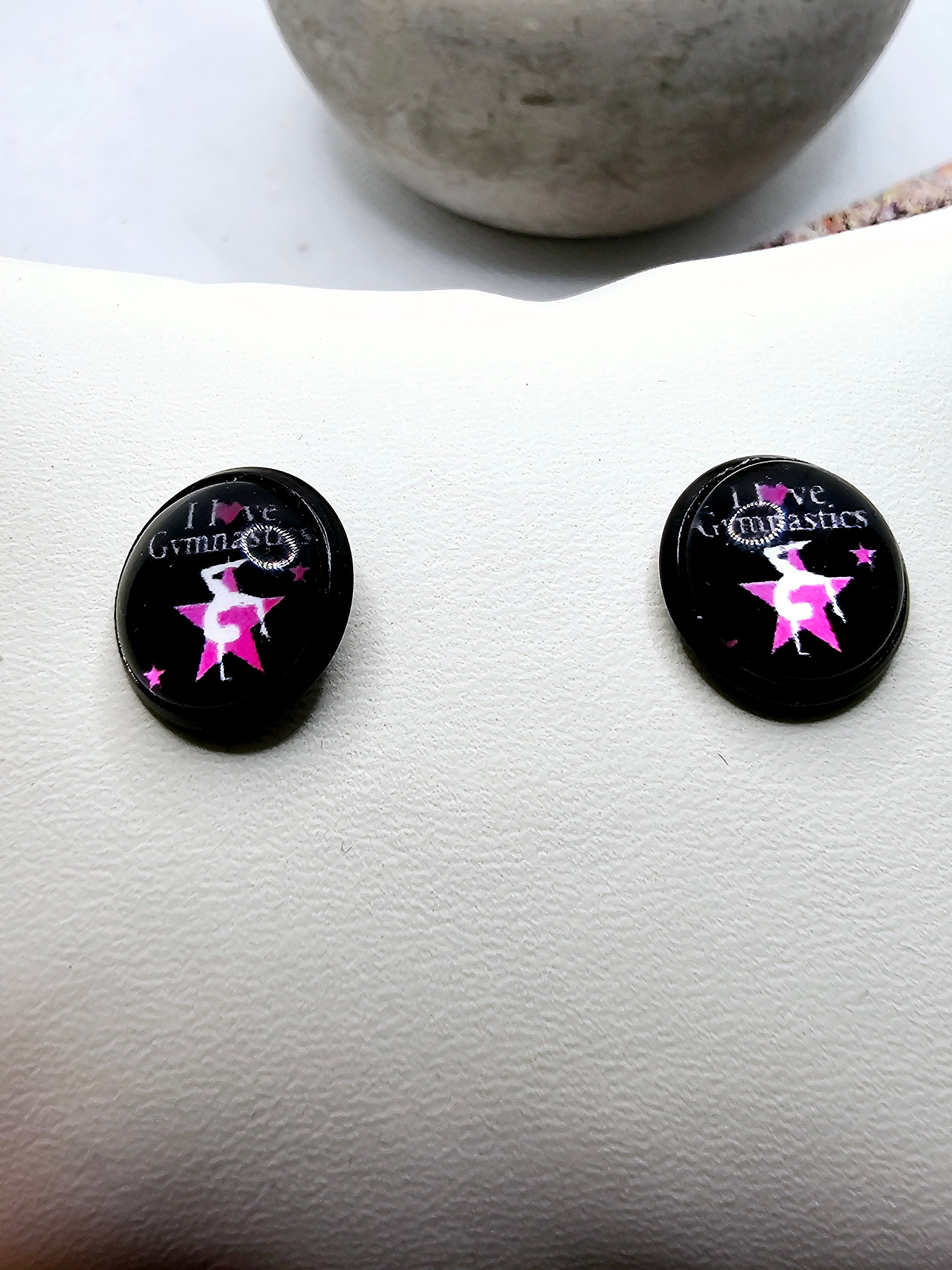 2560 I Love Gymnastics Stud Earrings