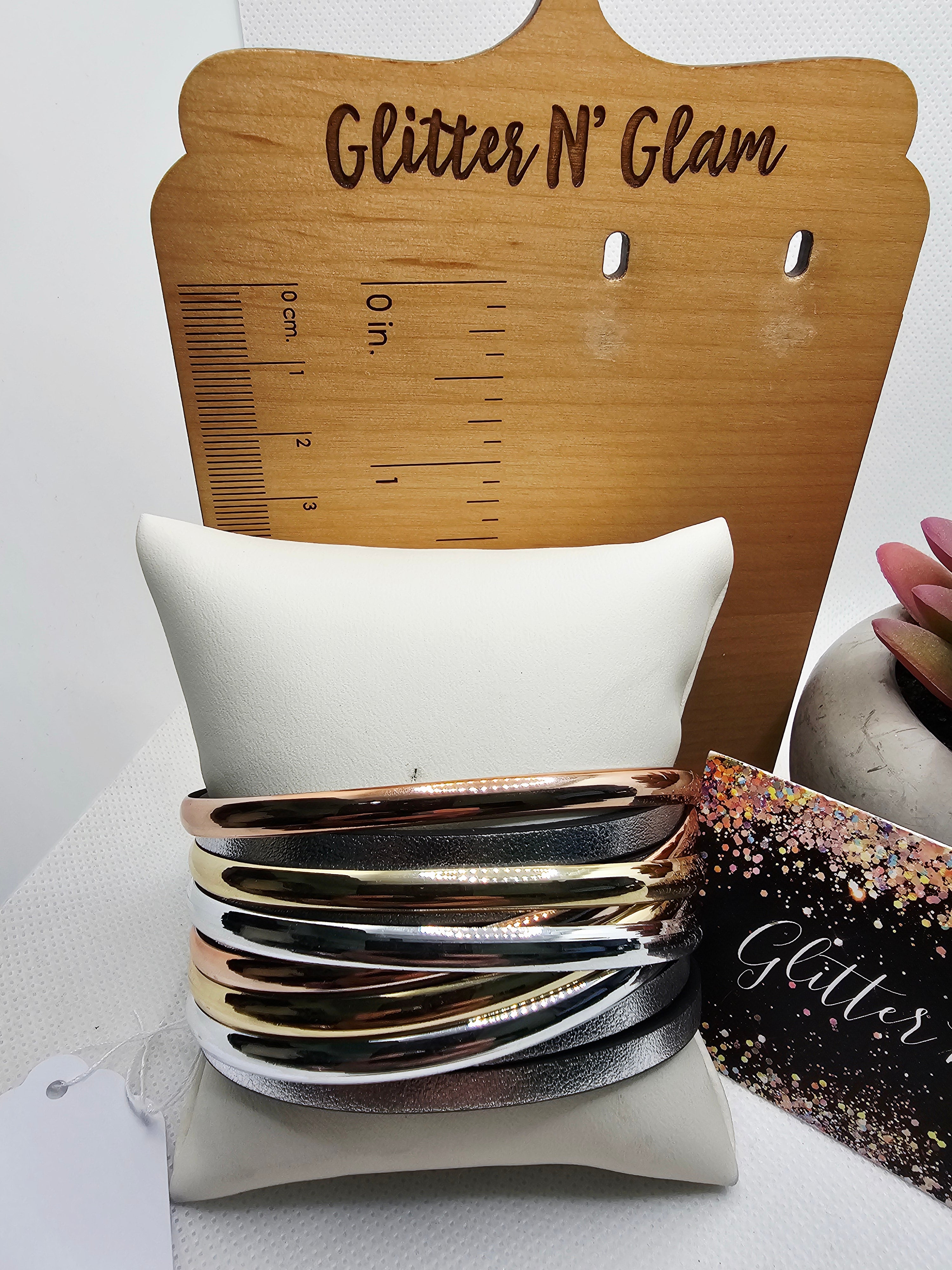 2721 RoseGold, Silver and Gold Leather Bracelet with magnetic closure