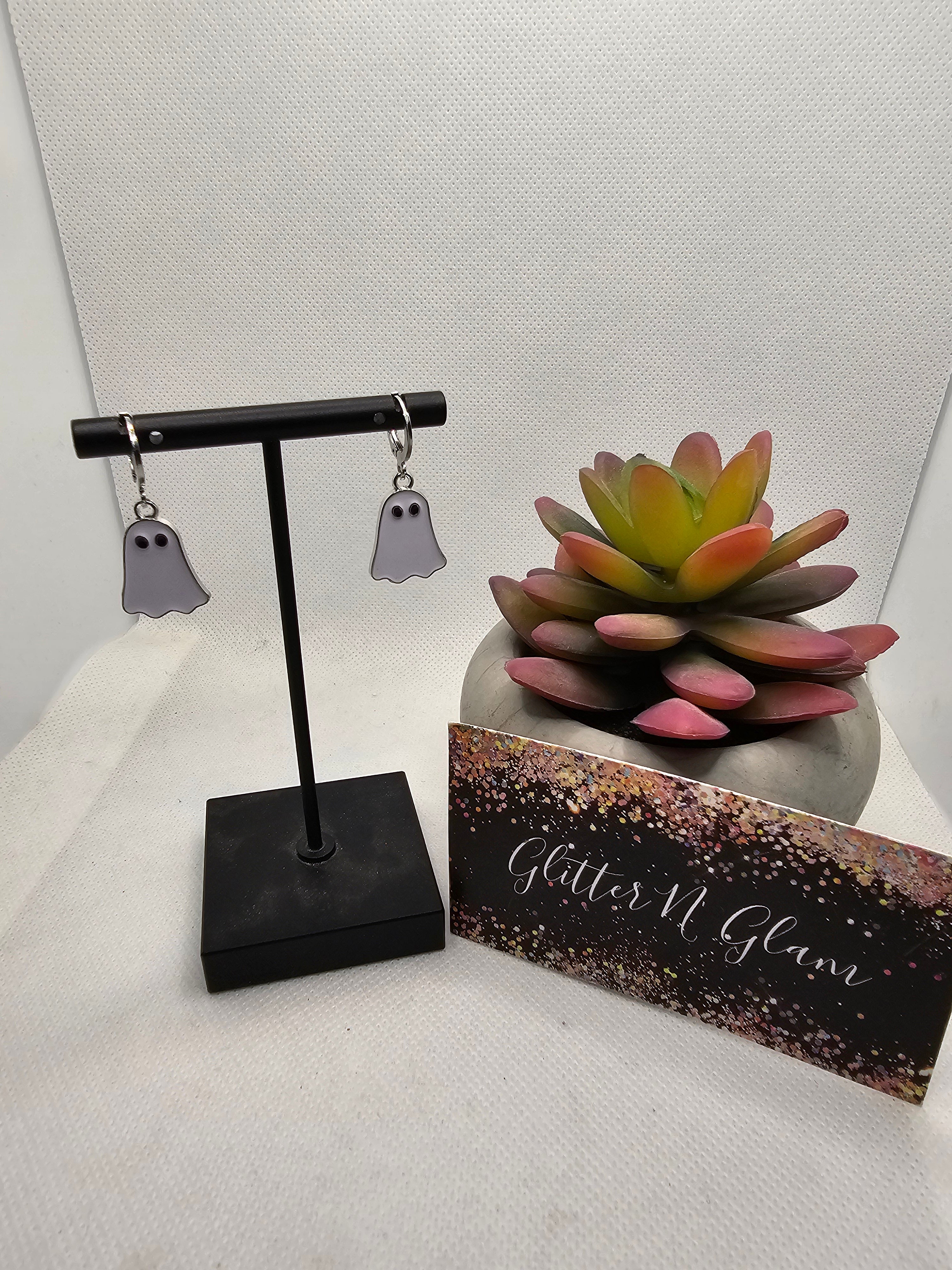 2680 White Ghost Dangle Earrings