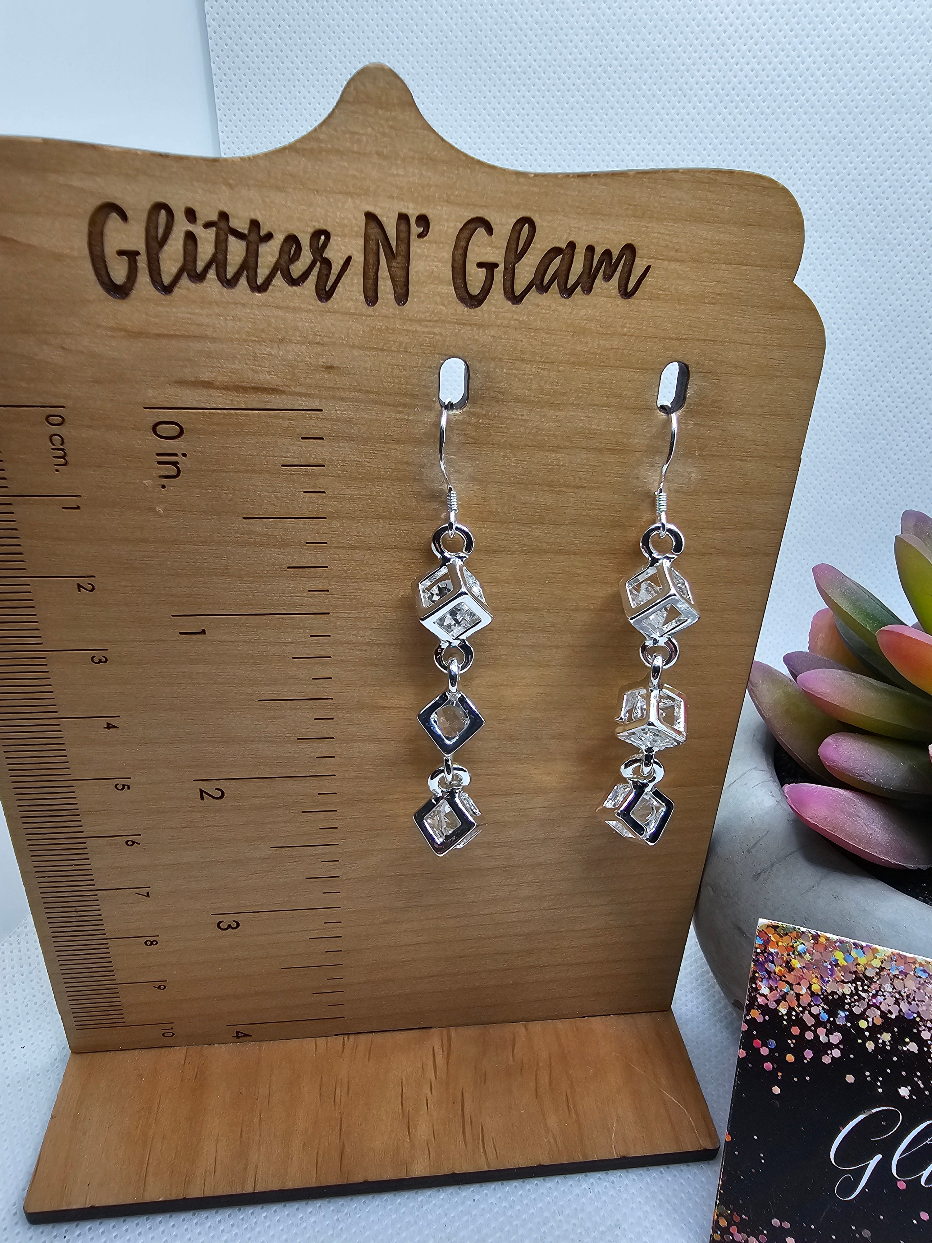2660 Crystal Cube Dangle Earrings
