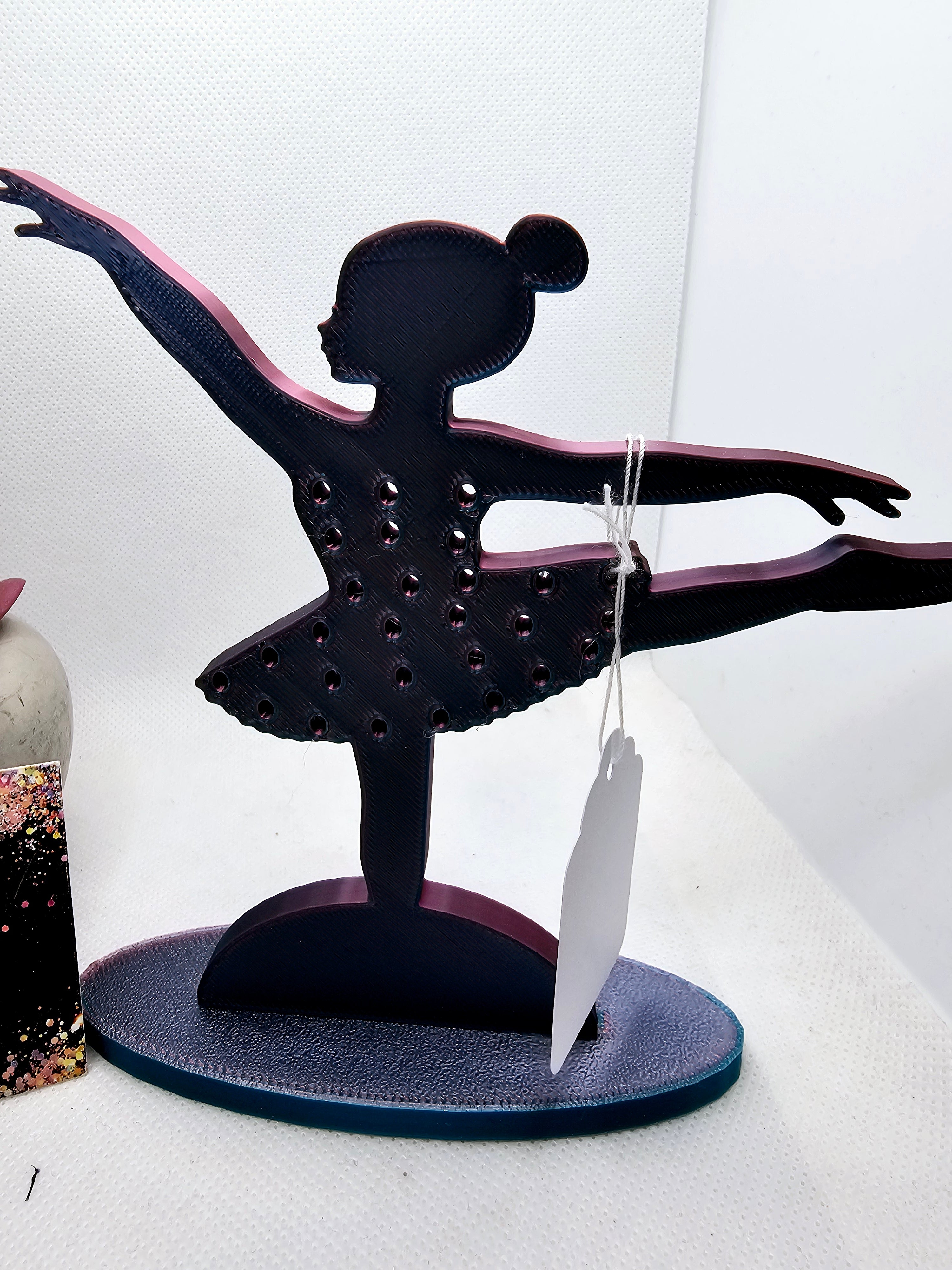 3D Purple and Teal Ballerina Earring Holder