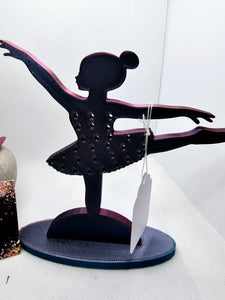 3D Purple and Teal Ballerina Earring Holder