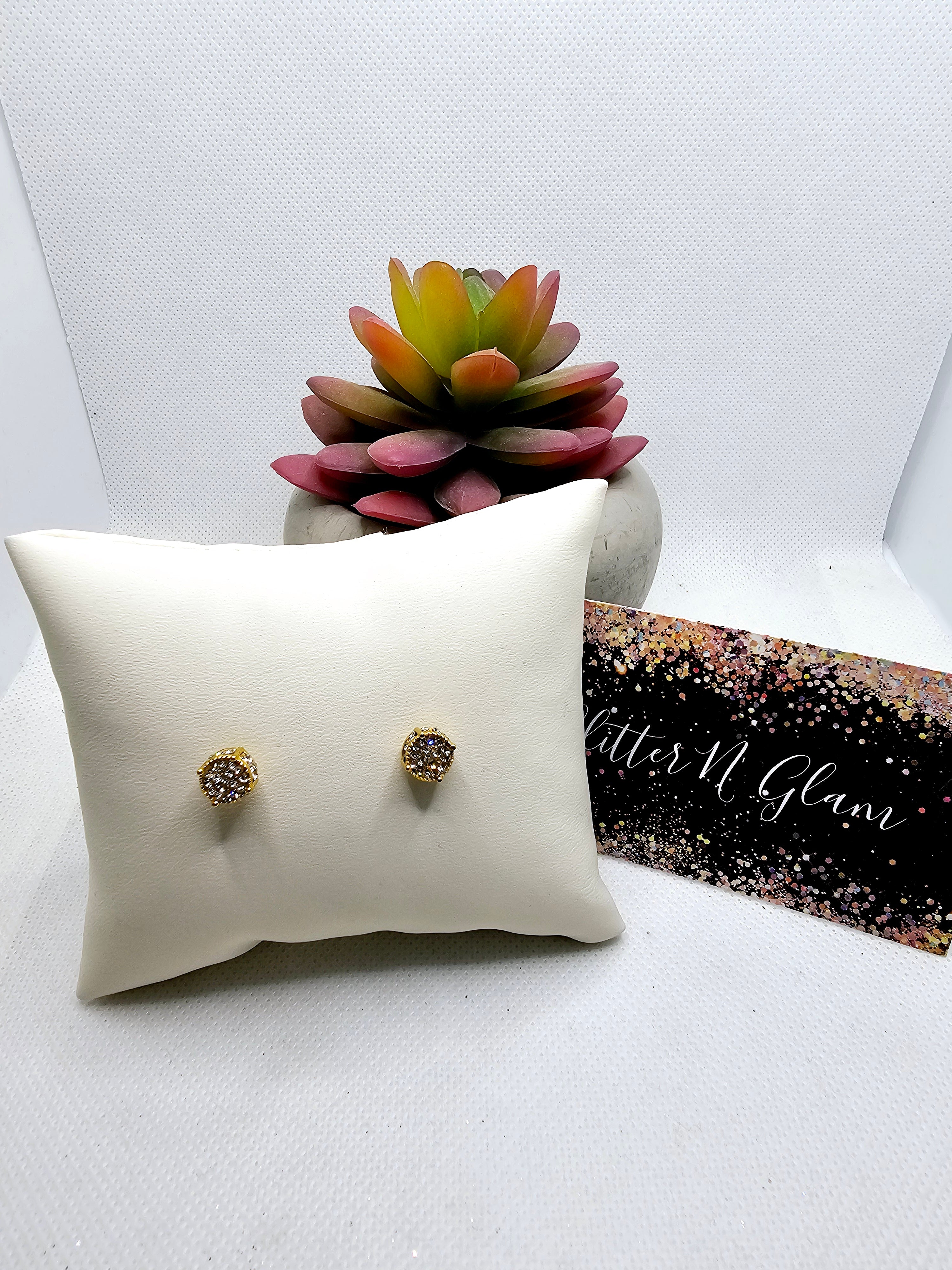 2590 Gold Bling Stud Earrings