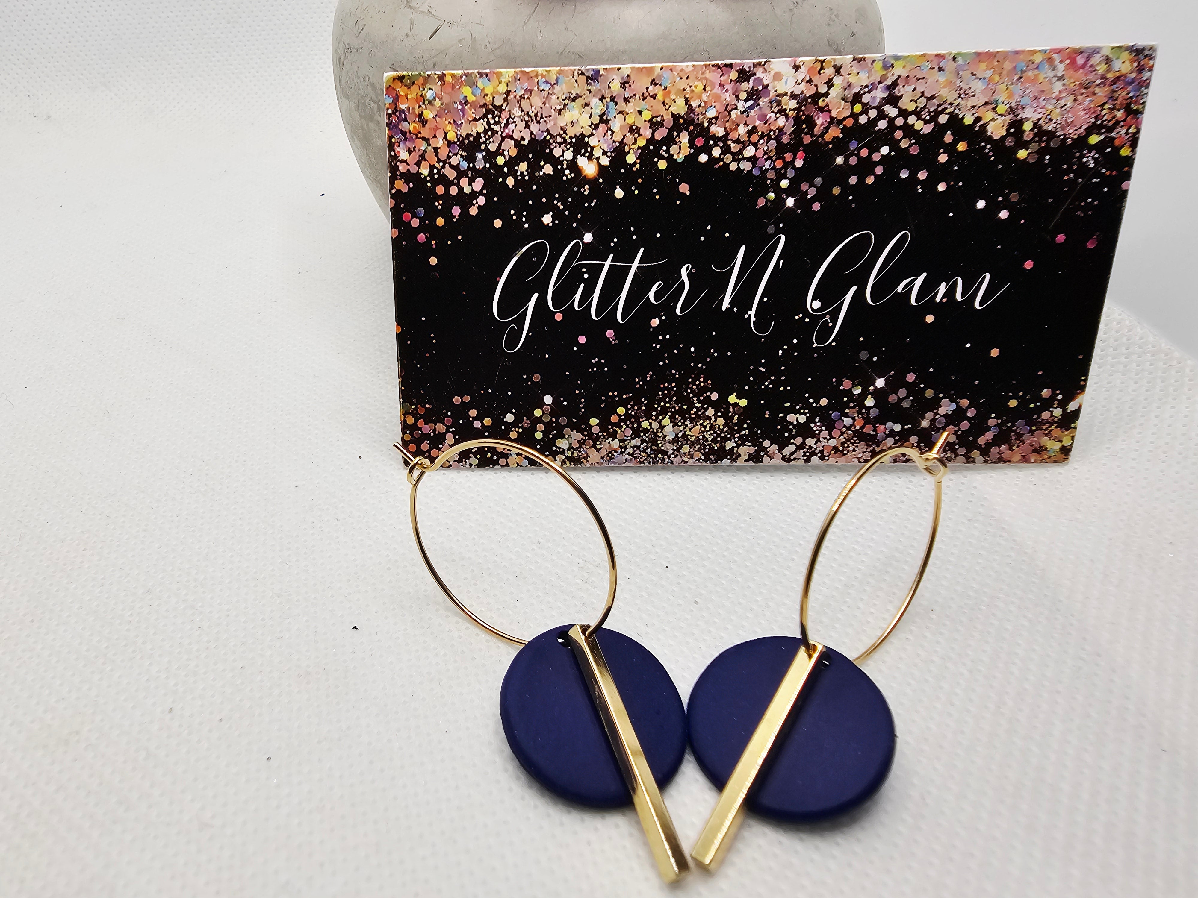 2705 Navy Clay Disc's with Gold Accents