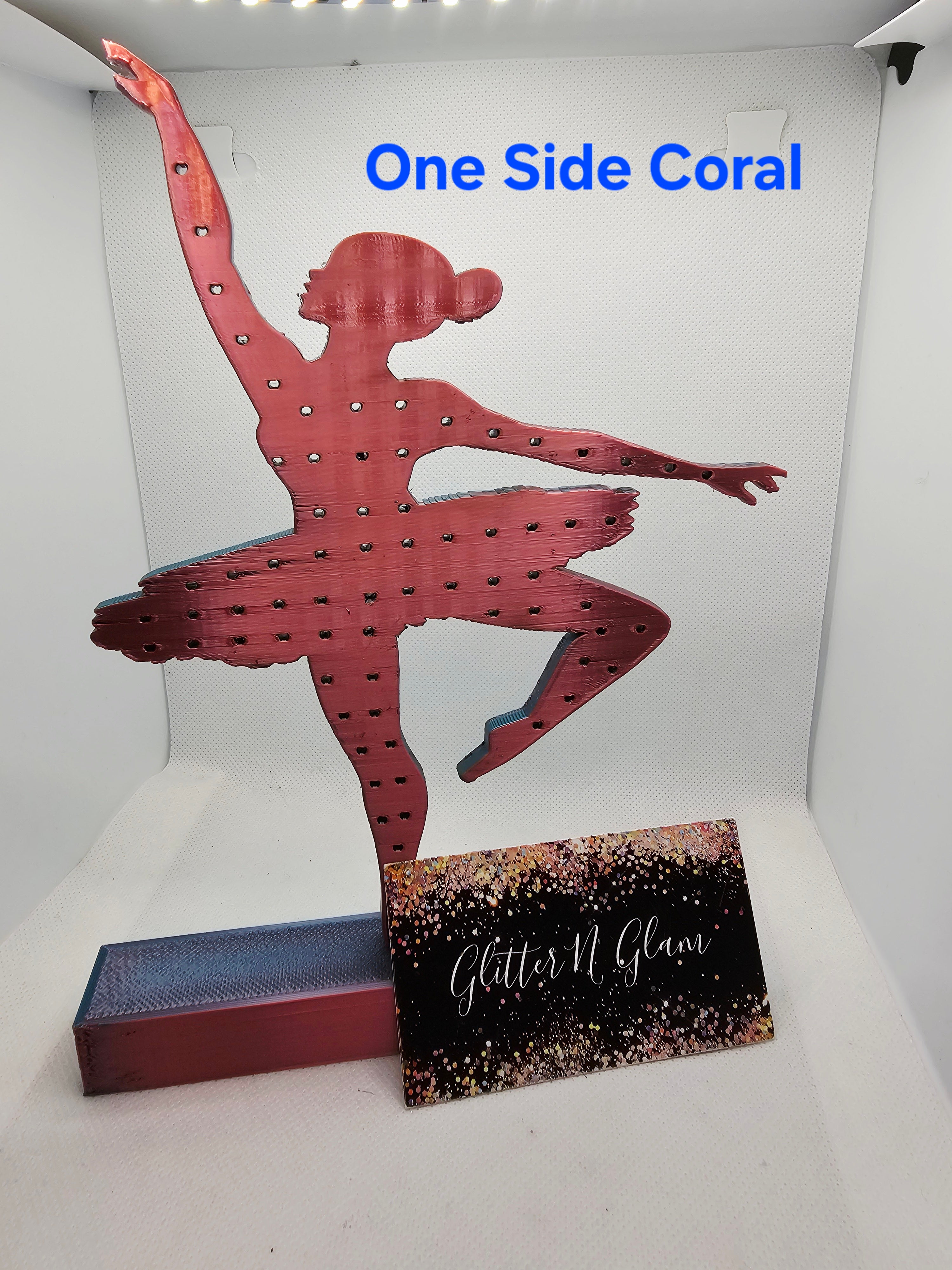 3D Coral/Teal Ballerina Earring Holder