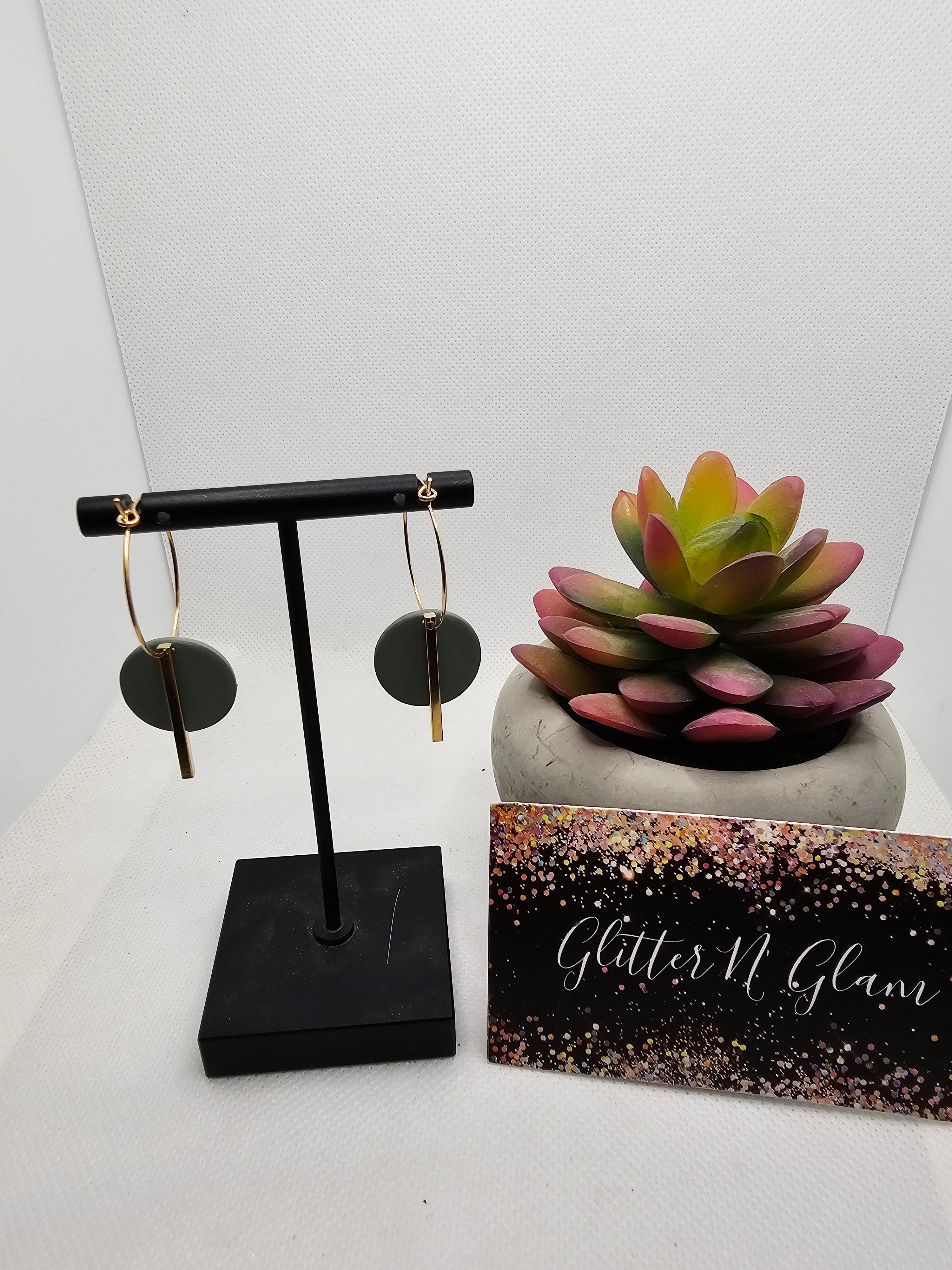 2704 Sage Green Clay Disc's with Gold Accents